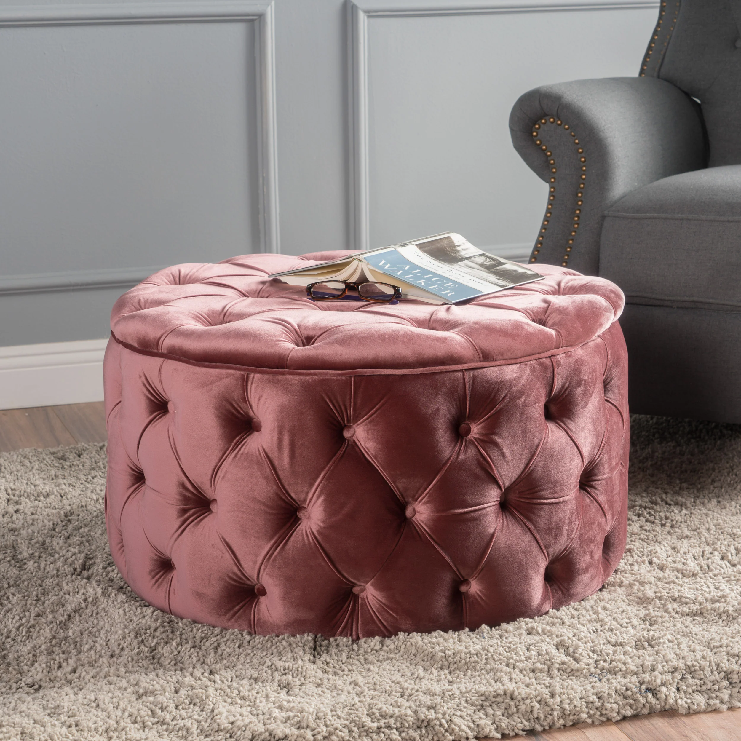 Zuma Aqua New Velvet Ottoman - furnishings