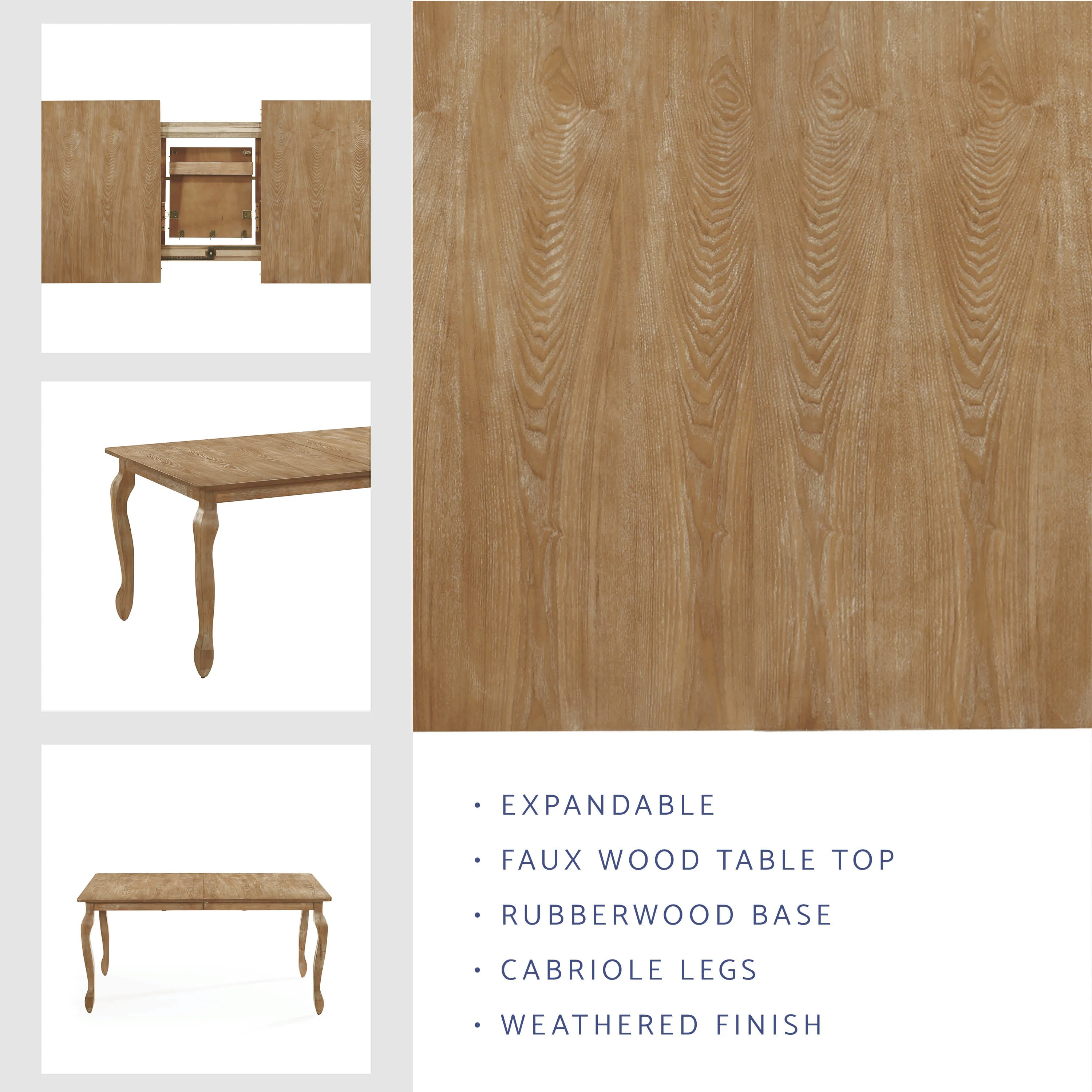 Birdsong French Country Wooden Expandable Dining Table - furnishings