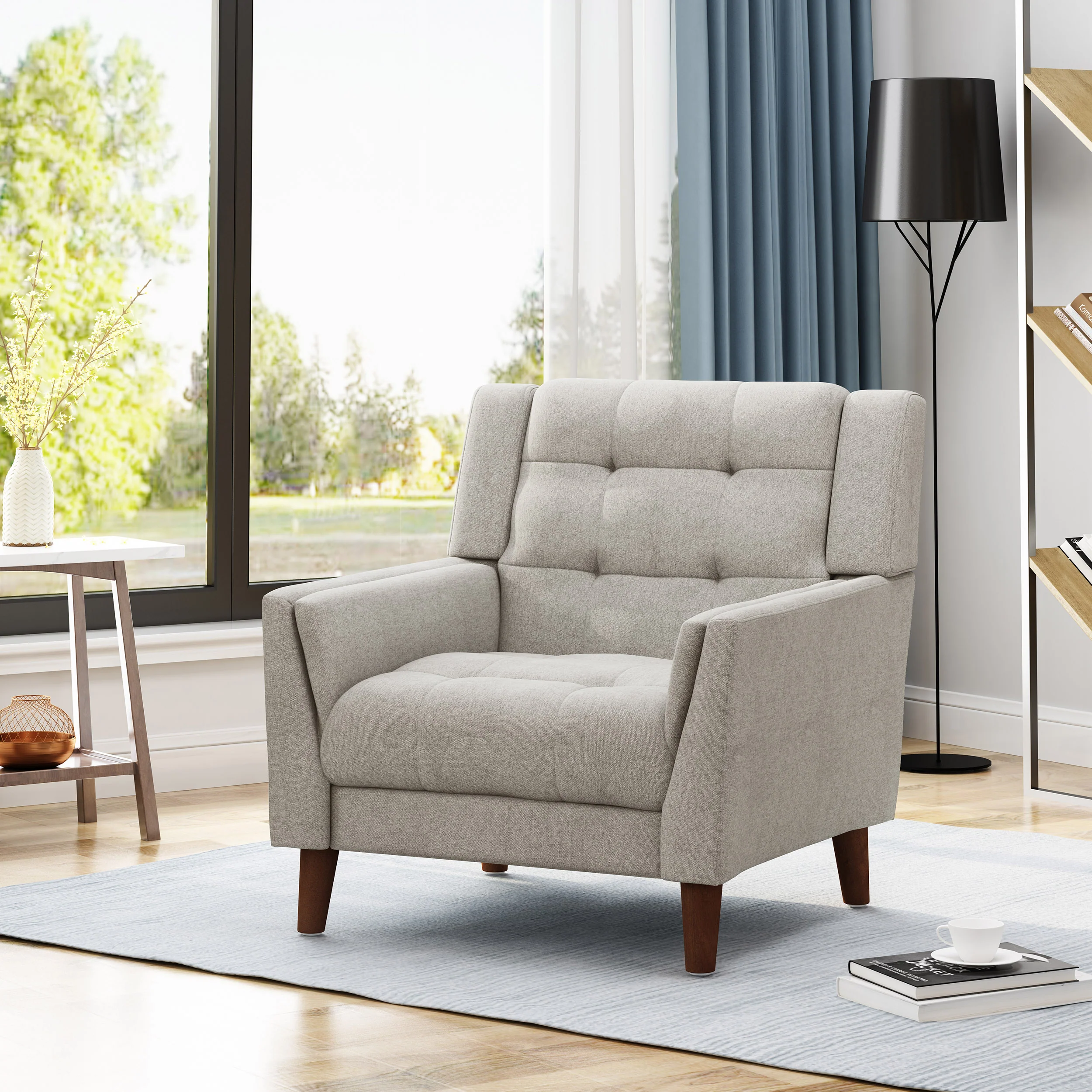 Anvith Mid Century Modern Fabric Arm Chair - furnishings
