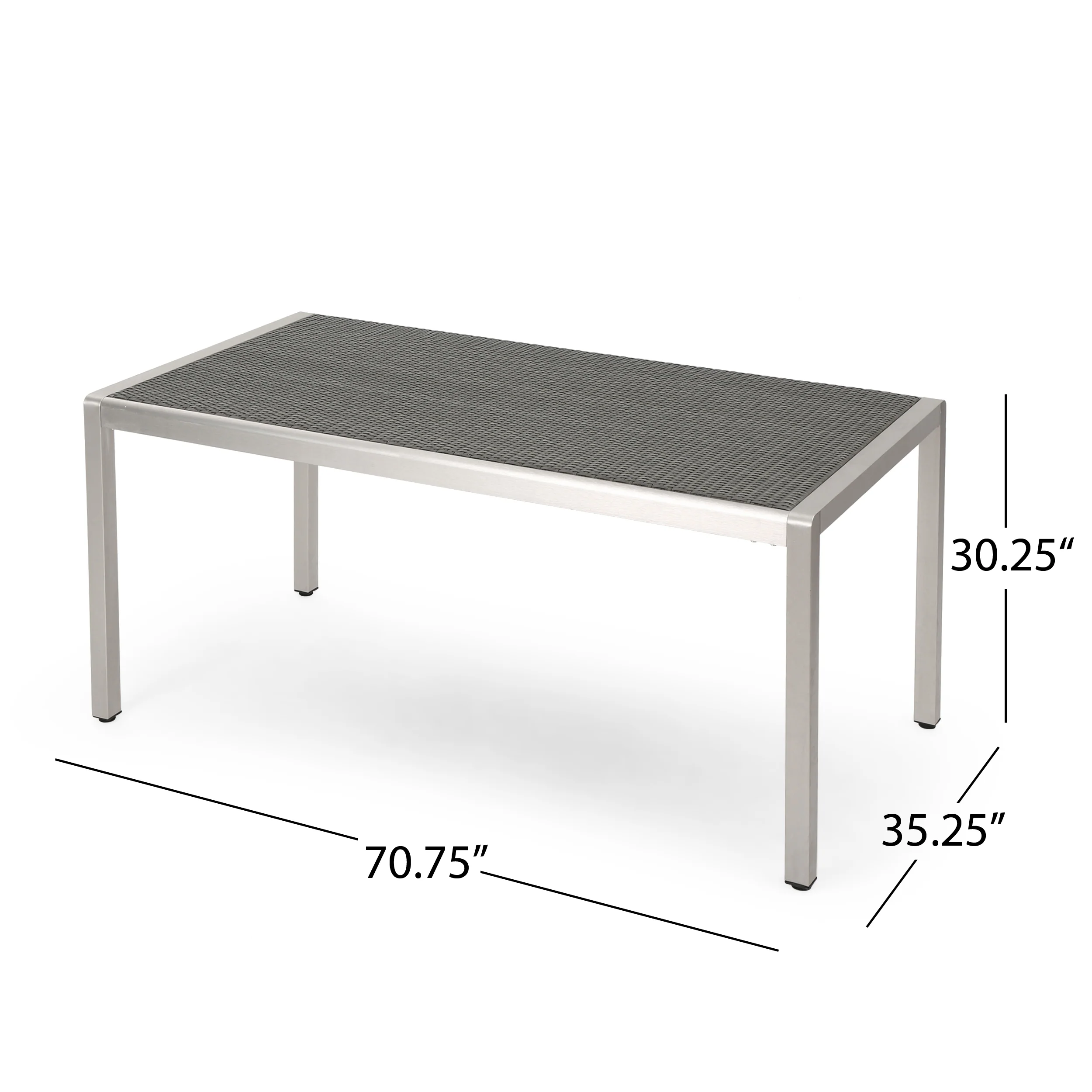 Cherie Outdoor Modern Aluminum 6 Seater Dining Set with Faux Wood Seats - furnishings