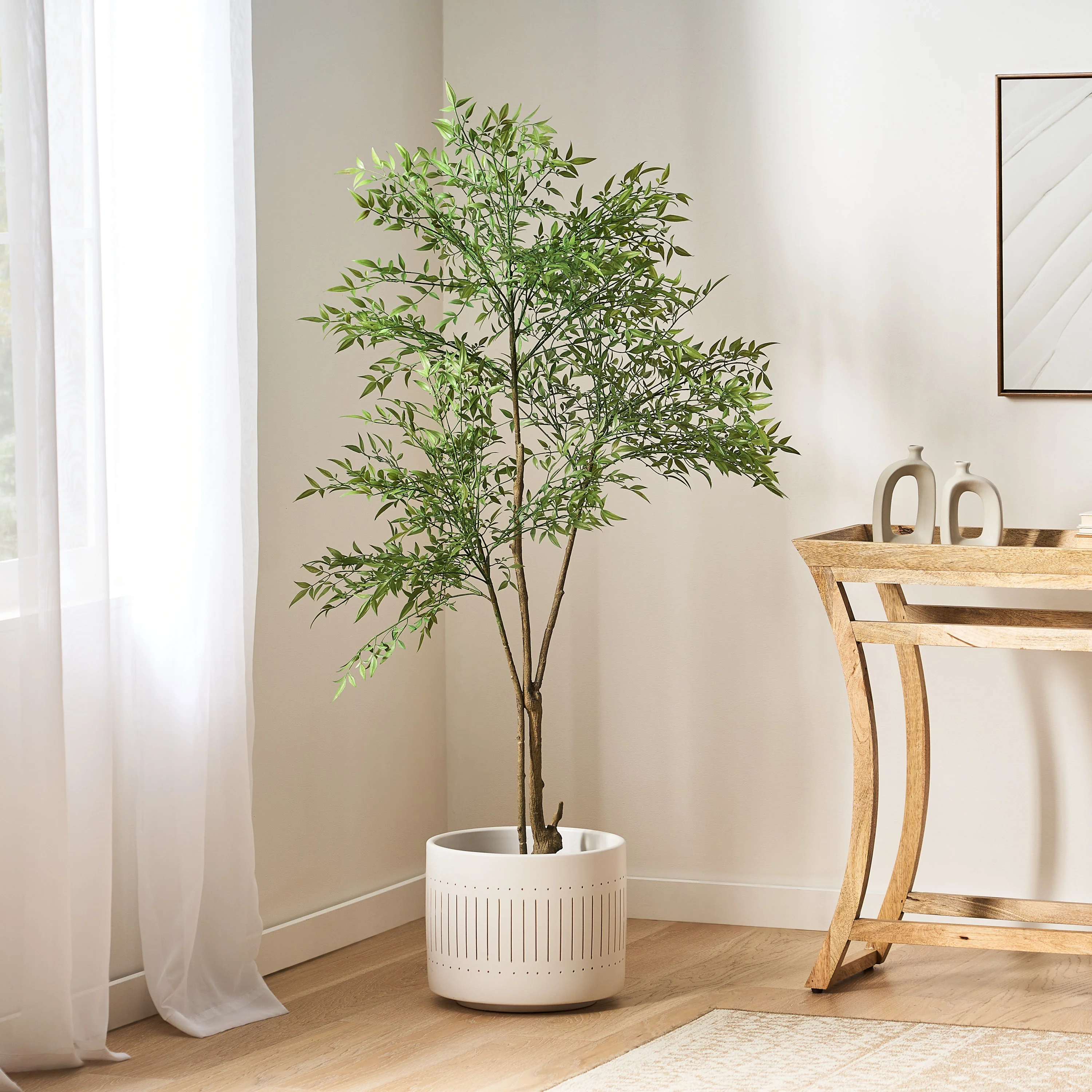 Hartshorn Artificial Heavenly Bamboo Nandina Tree - furnishings