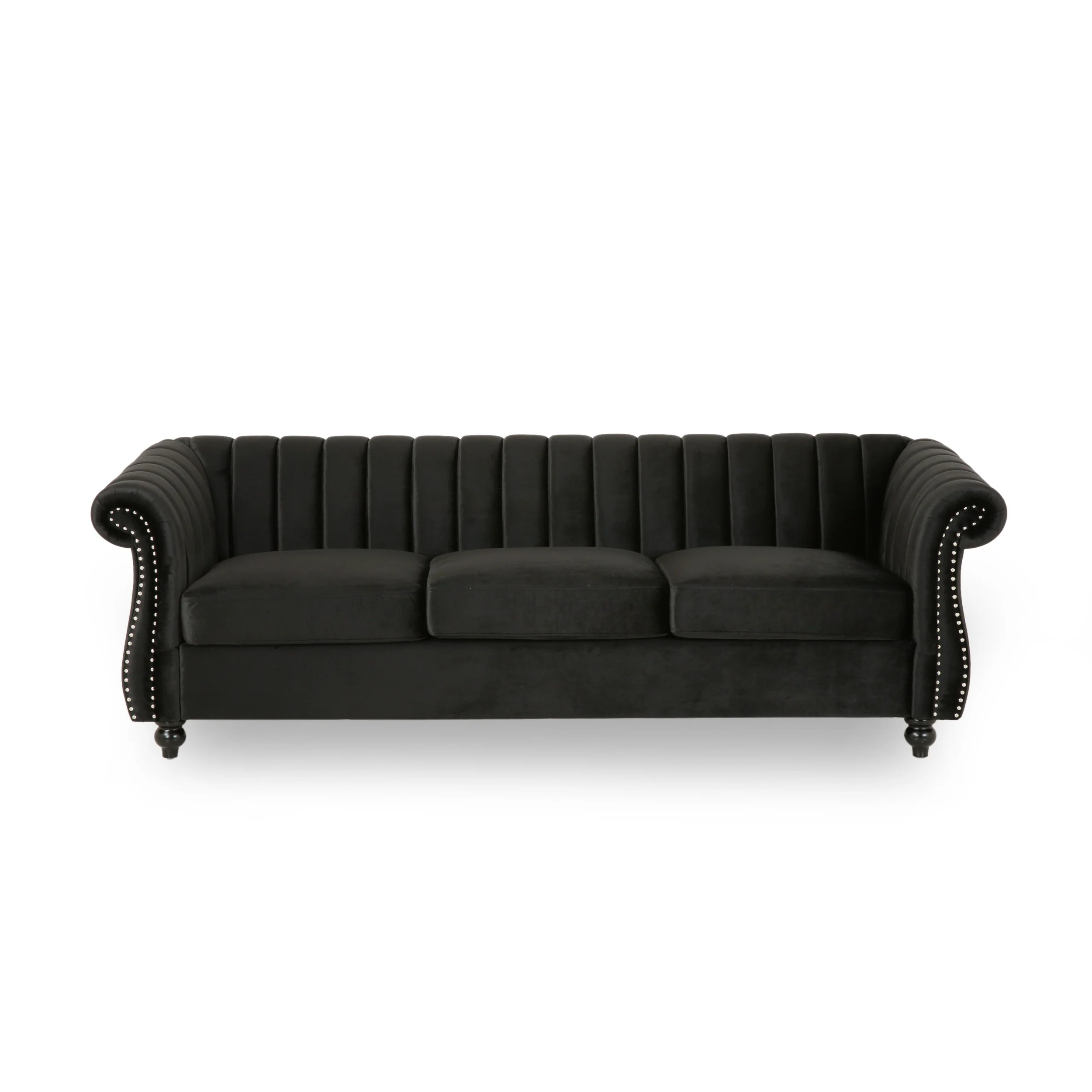 Olga Modern Glam Velvet 3 Seater Sofa, Umber and Dark Brown - furnishings