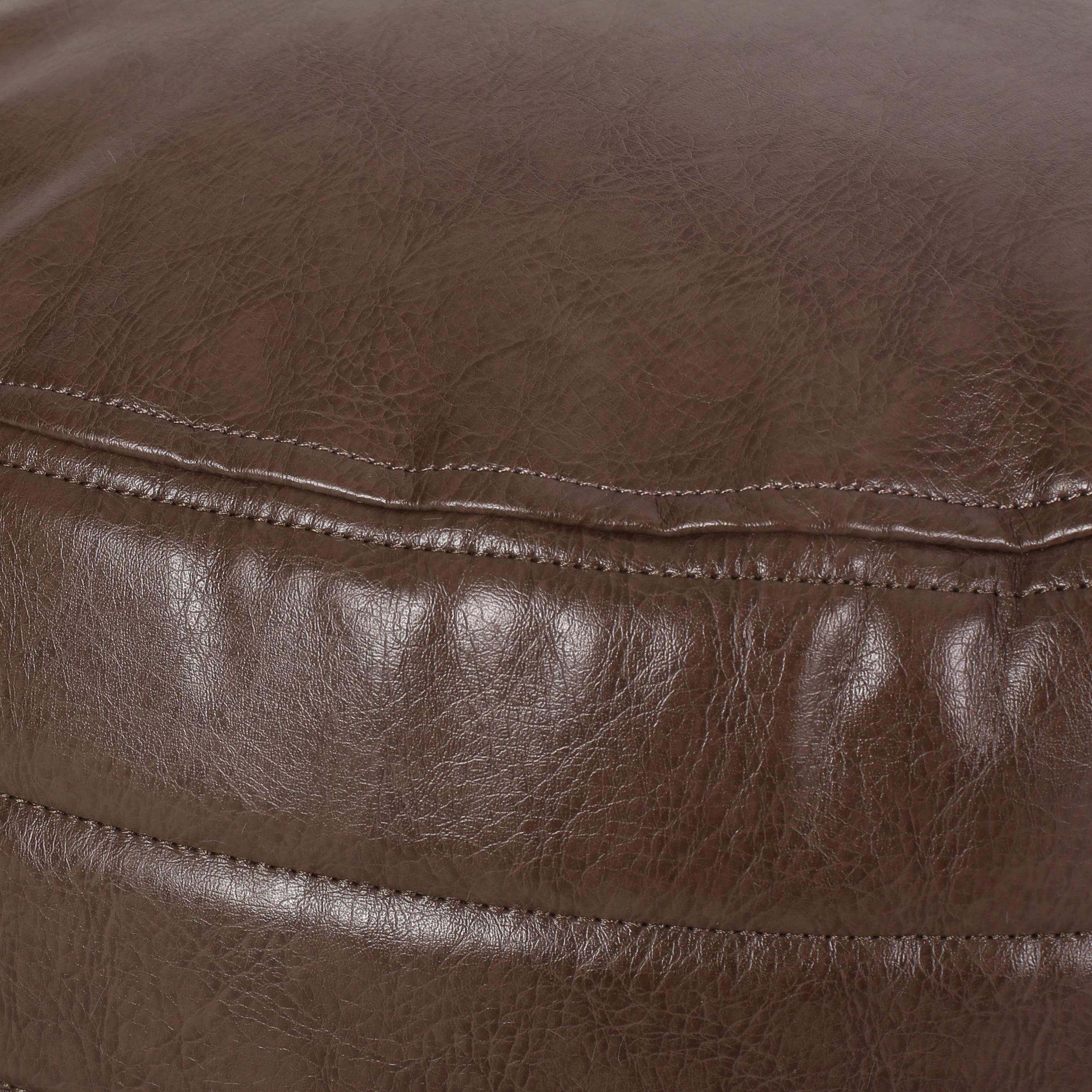 Conrail Contemporary Faux Leather Channel Stitch Pouf - furnishings