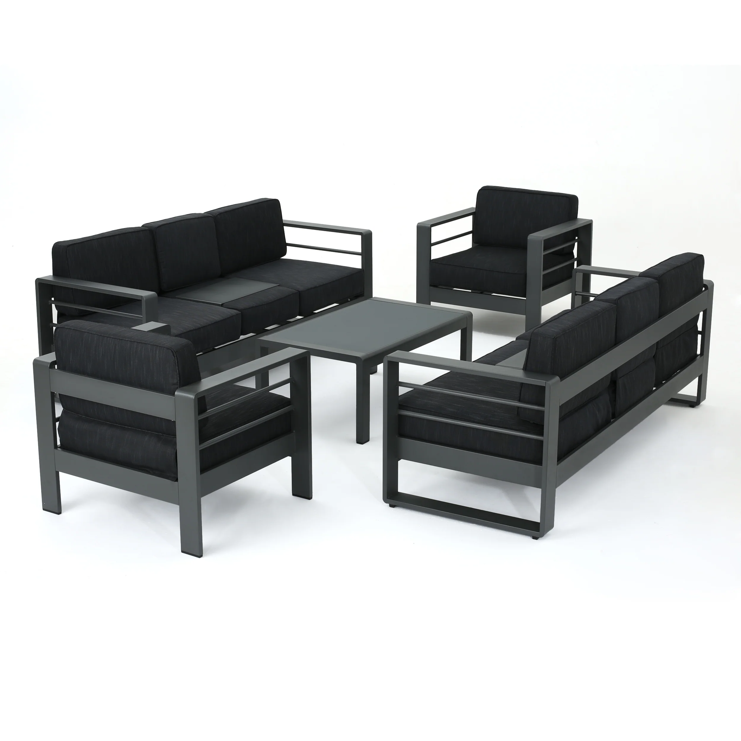 Coral Bay Outdoor Aluminum 5 Piece Chat Set with Water Resistant Cushions - furnishings