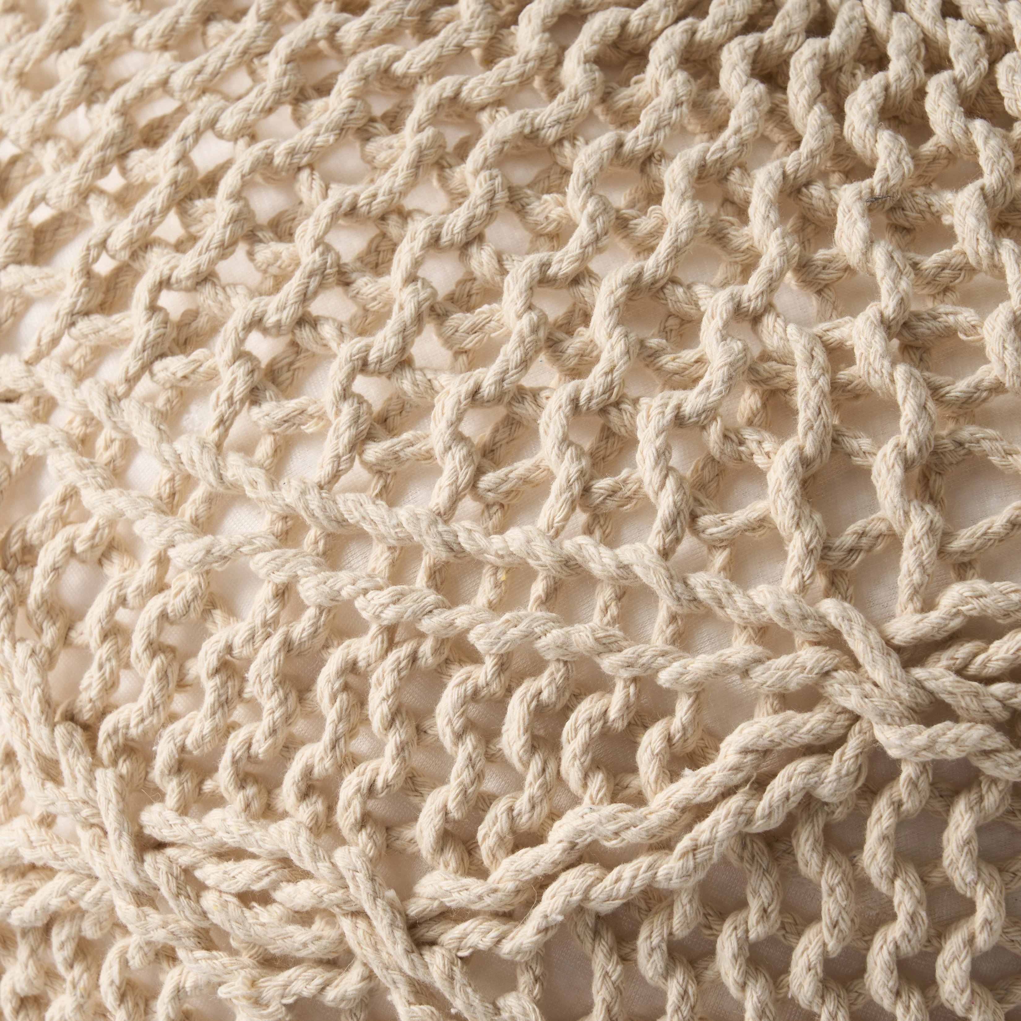 Woodbine Modern Knitted Cotton Round Pouf - furnishings