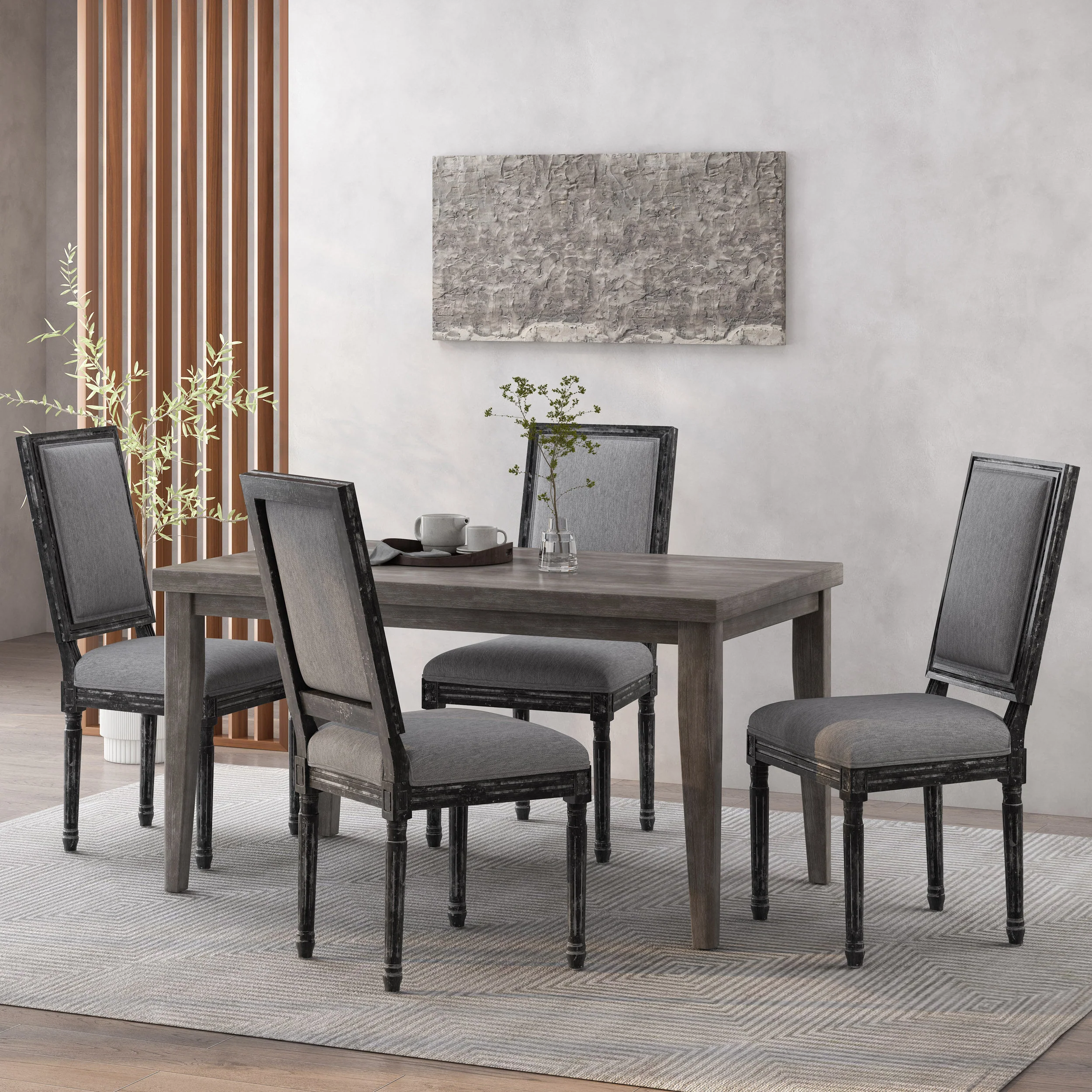 Amy French Country Wood Upholstered Dining Chair, Set of 4 - furnishings