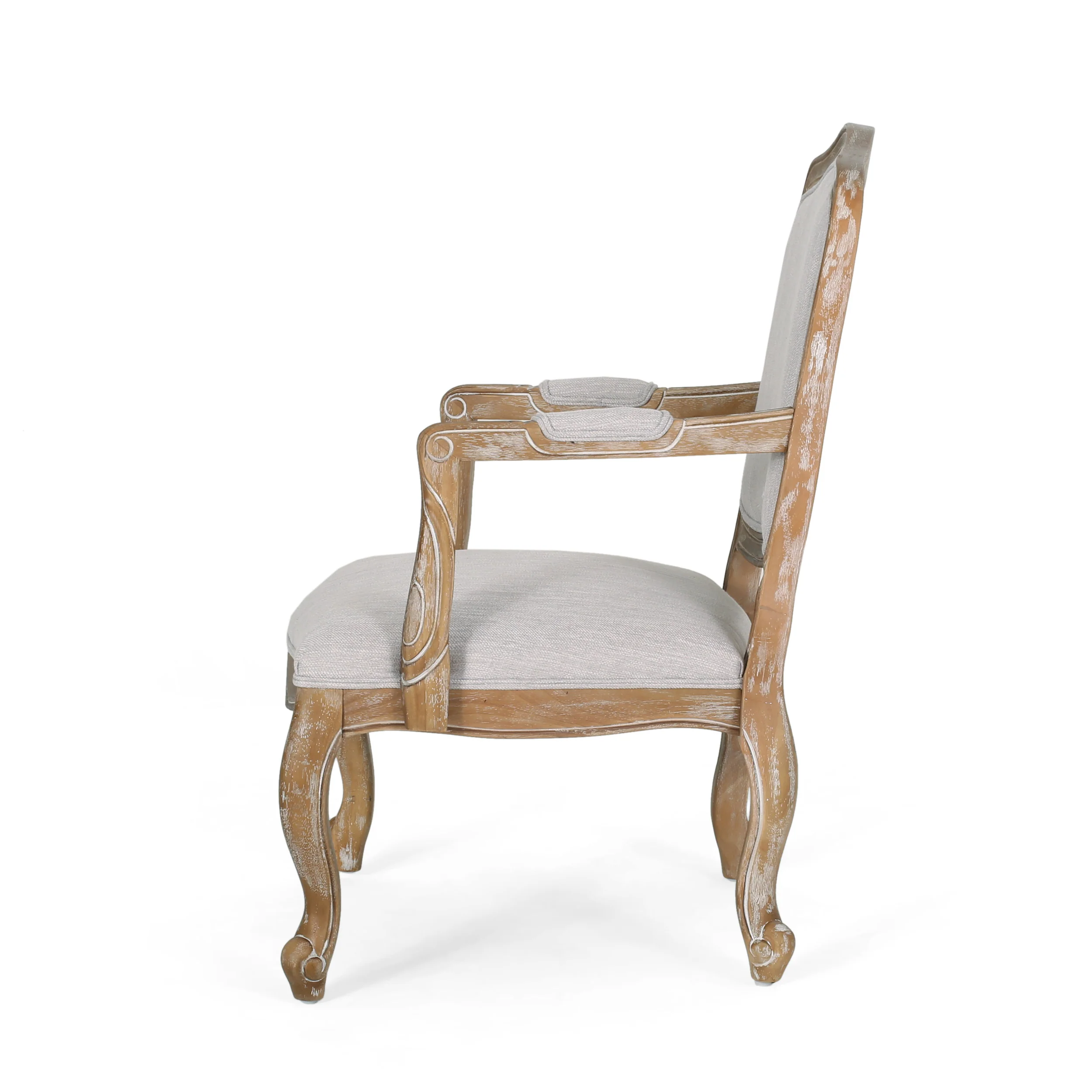 Stene French Country Wood Upholstered Dining Armchair - furnishings