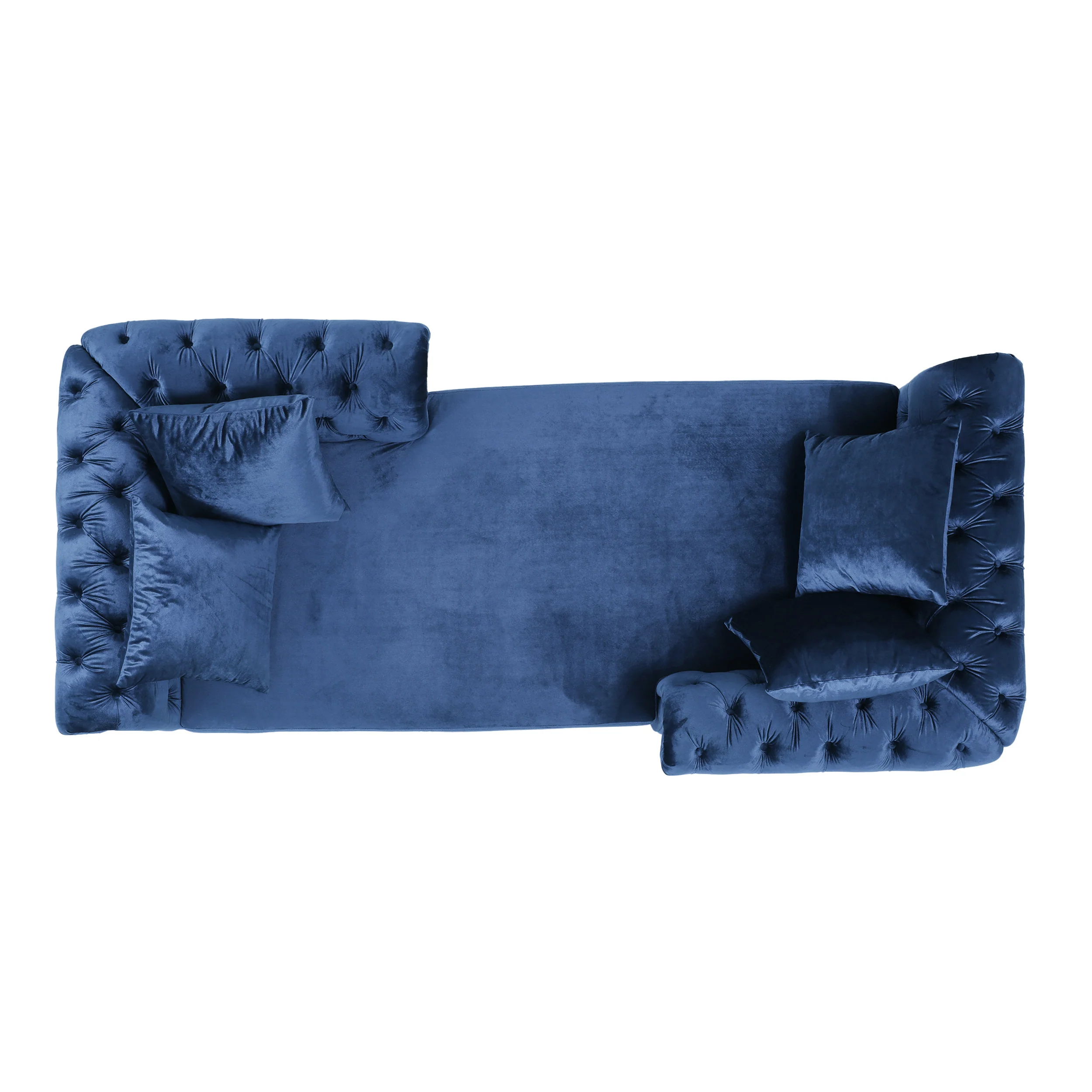 Harrisville Modern Glam Tufted Velvet Tete-a-Tete Chaise Lounge with Accent Pillows - furnishings