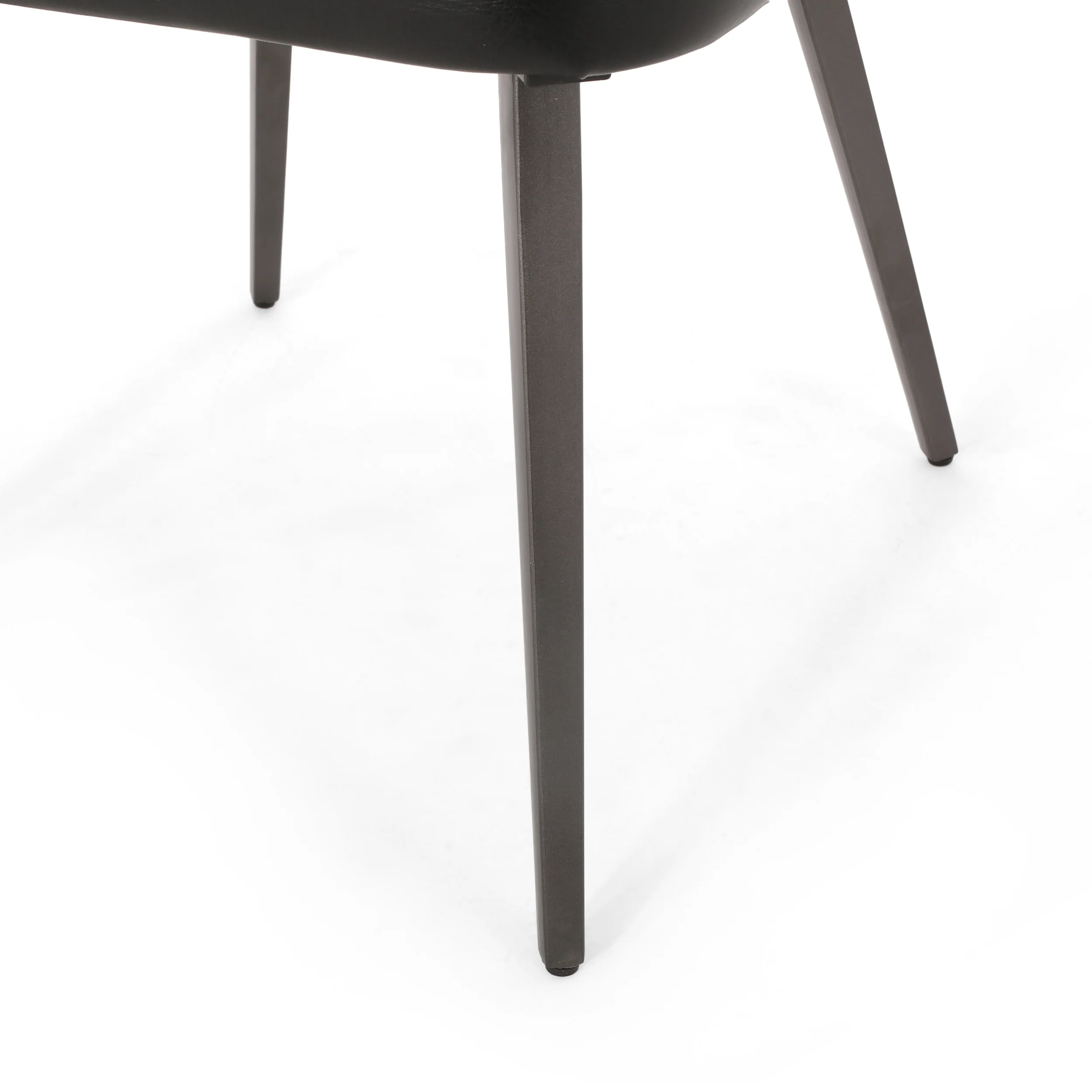 Divo Modern Industrial Faux Leather Upholstered Iron and Wood 7 Piece Dining Set, Natural, Rustic Metal, and Midnight Black - furnishings