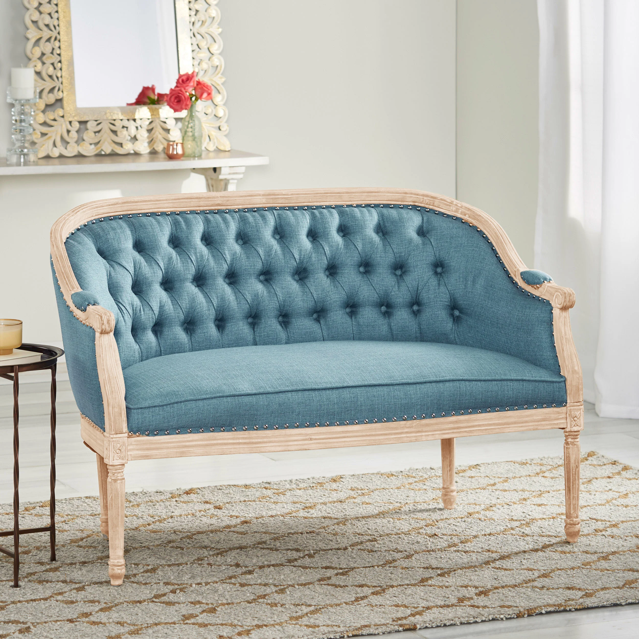 Megan Traditional Tufted Upholstered Loveseat - furnishings
