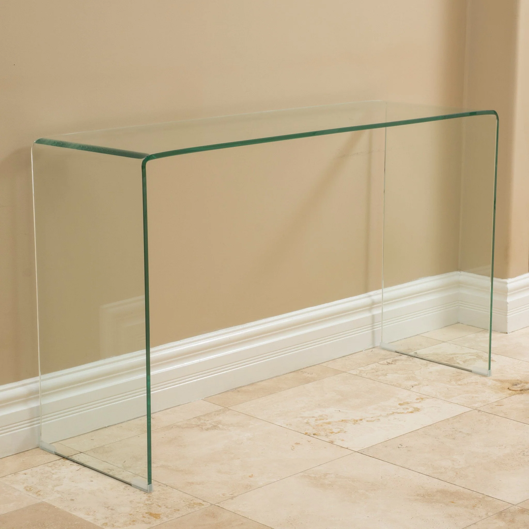 Modern Rectangular Clear 12mm Tempered Glass Console Table - furnishings