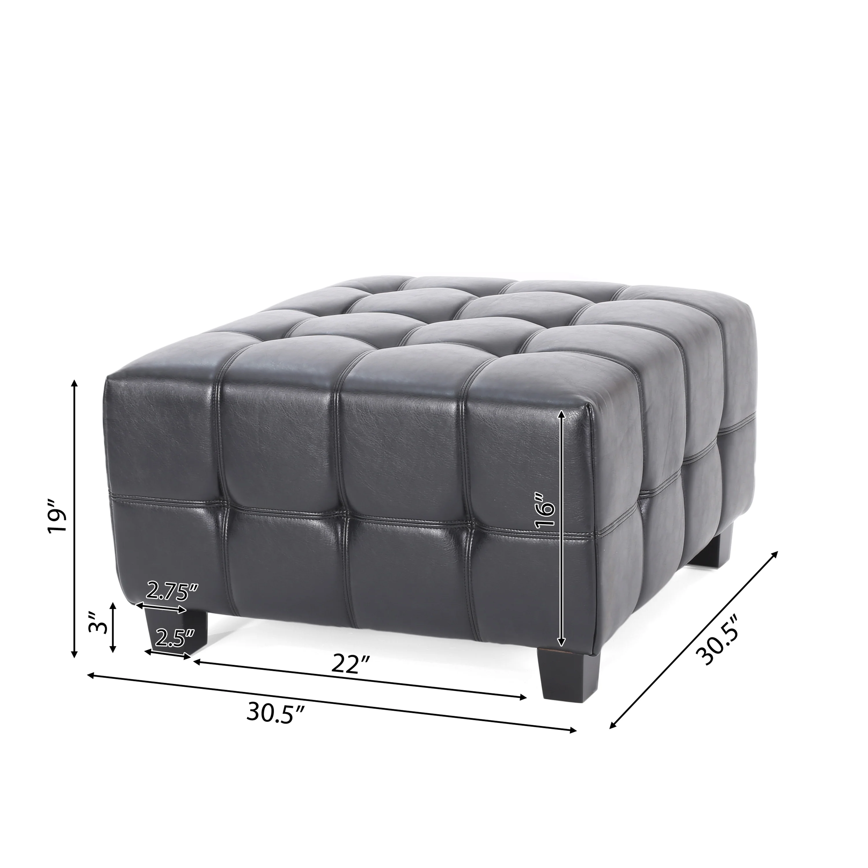 Littell Faux Leather Tufted Ottoman - furnishings