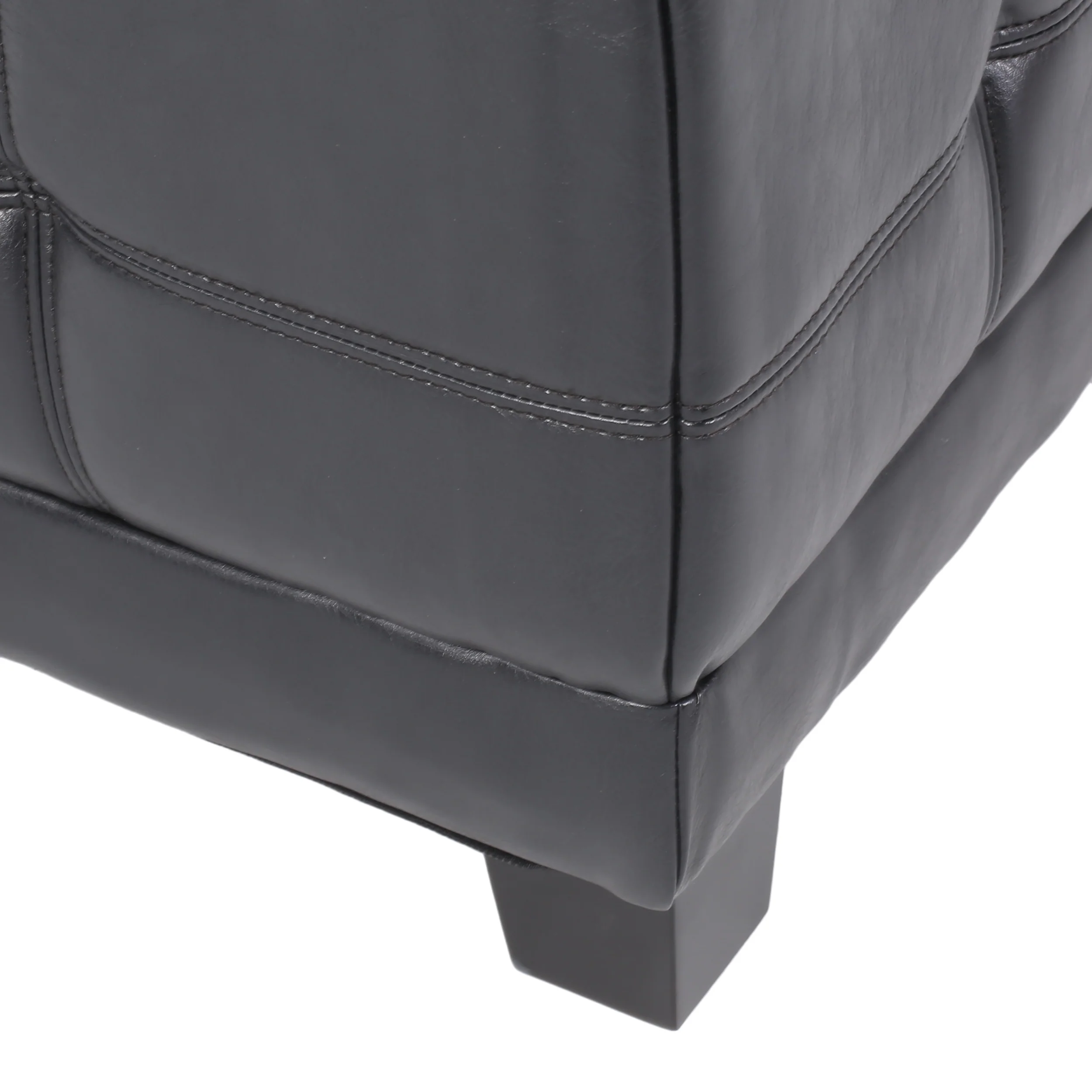Littell Contemporary Faux Leather Tufted 4 Seater Sofa and Chaise Lounge Sectional Set with Ottoman - furnishings