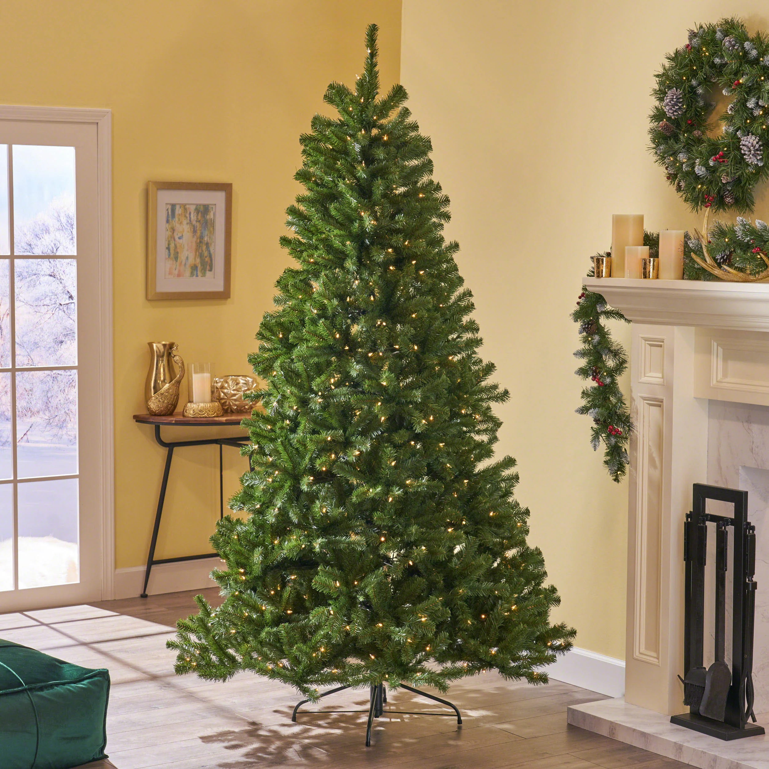 7.5-foot Noble Fir Hinged Artificial Christmas Tree - furnishings