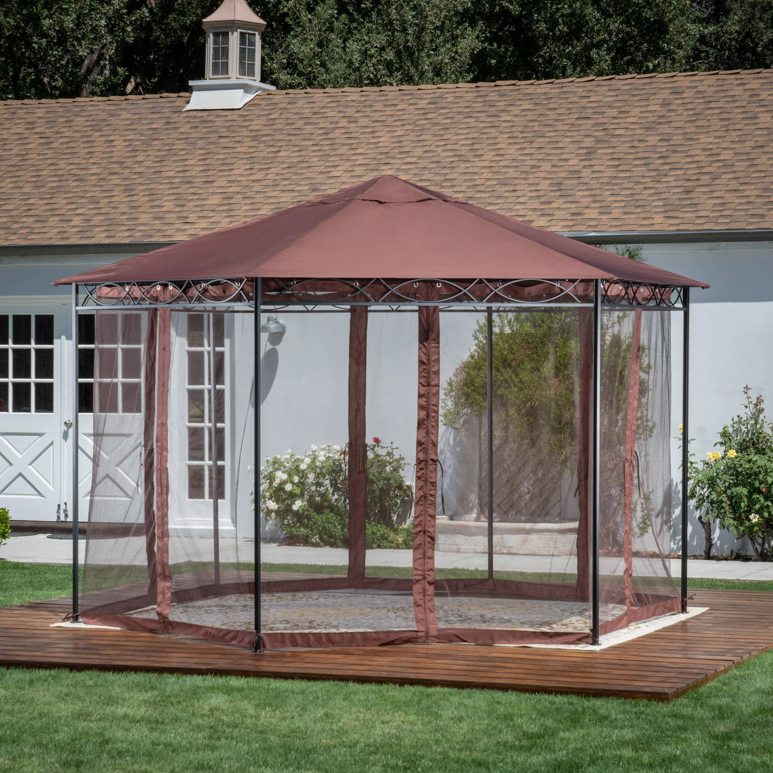 Olivia Outdoor Mosquito Netting 10 x 10 Foot Gazebo - furnishings