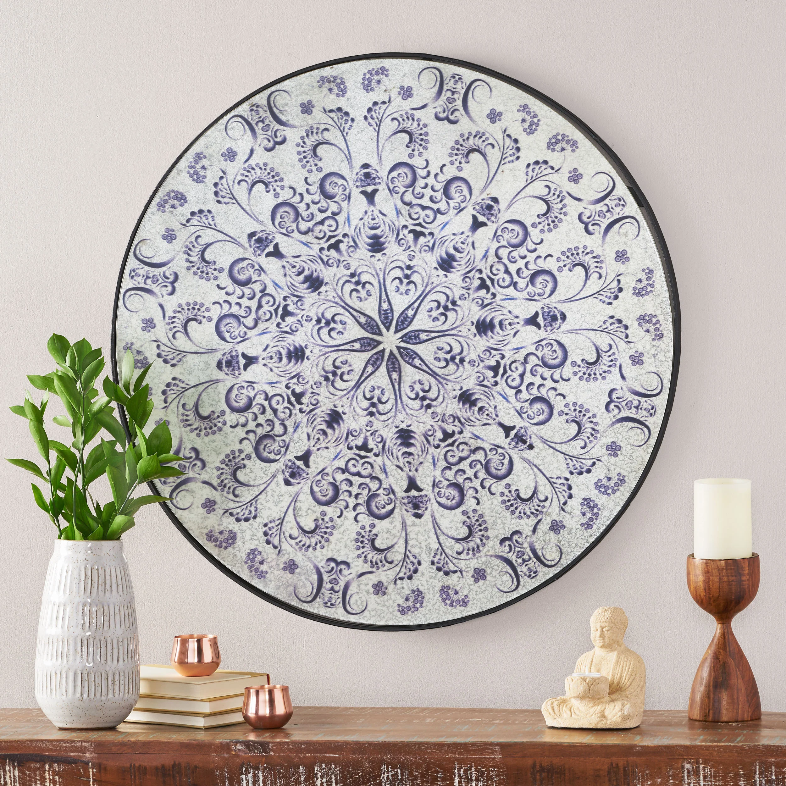 Georgia Antique Round Mandala Mirror - furnishings