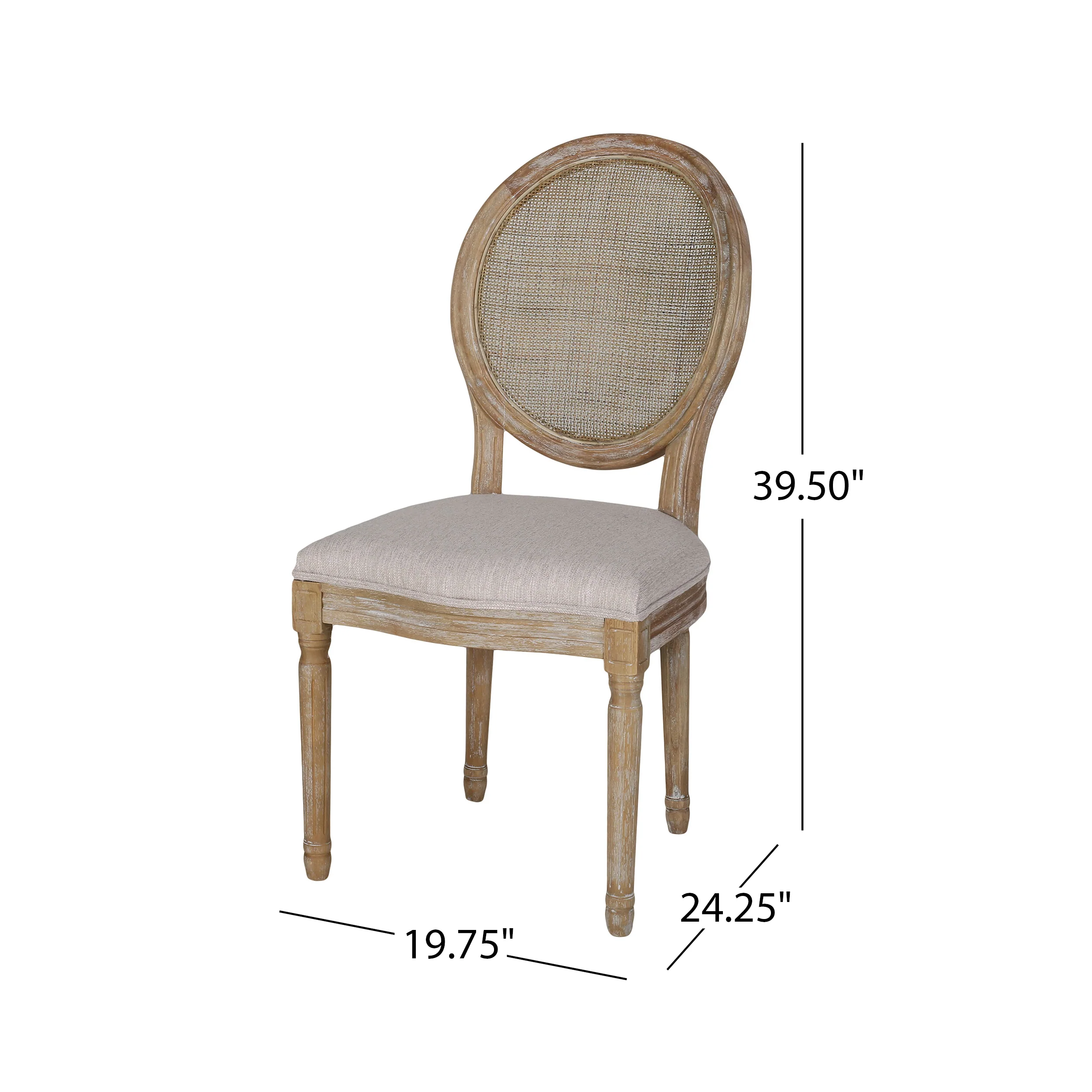 Karlene Farmhouse Fabric Upholstered Wood and Rattan 7 Piece Dining Set, Natural, Rustic Metal, and Beige - furnishings