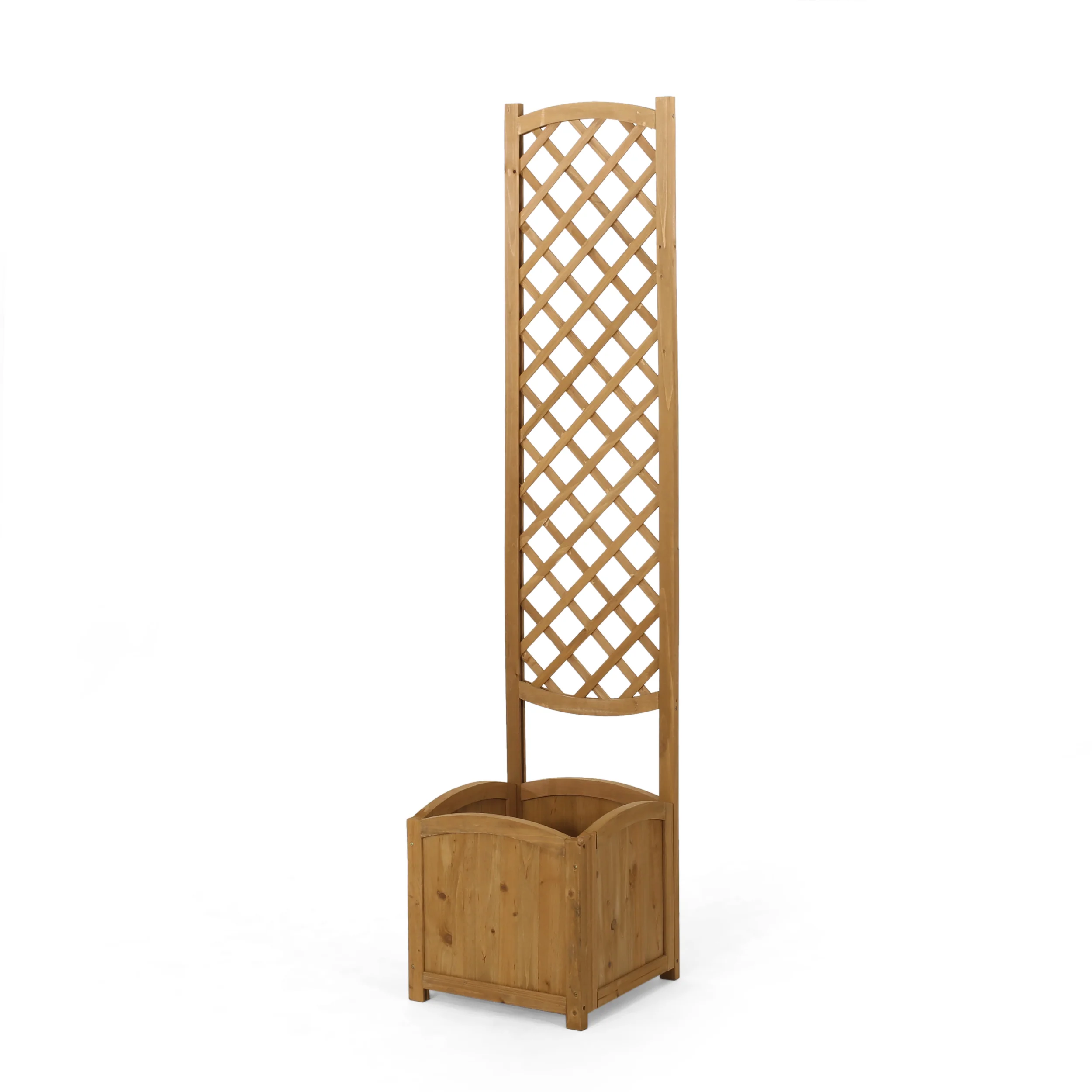 Mallett Traditional Square Firwood Planter Box with Trellis - furnishings