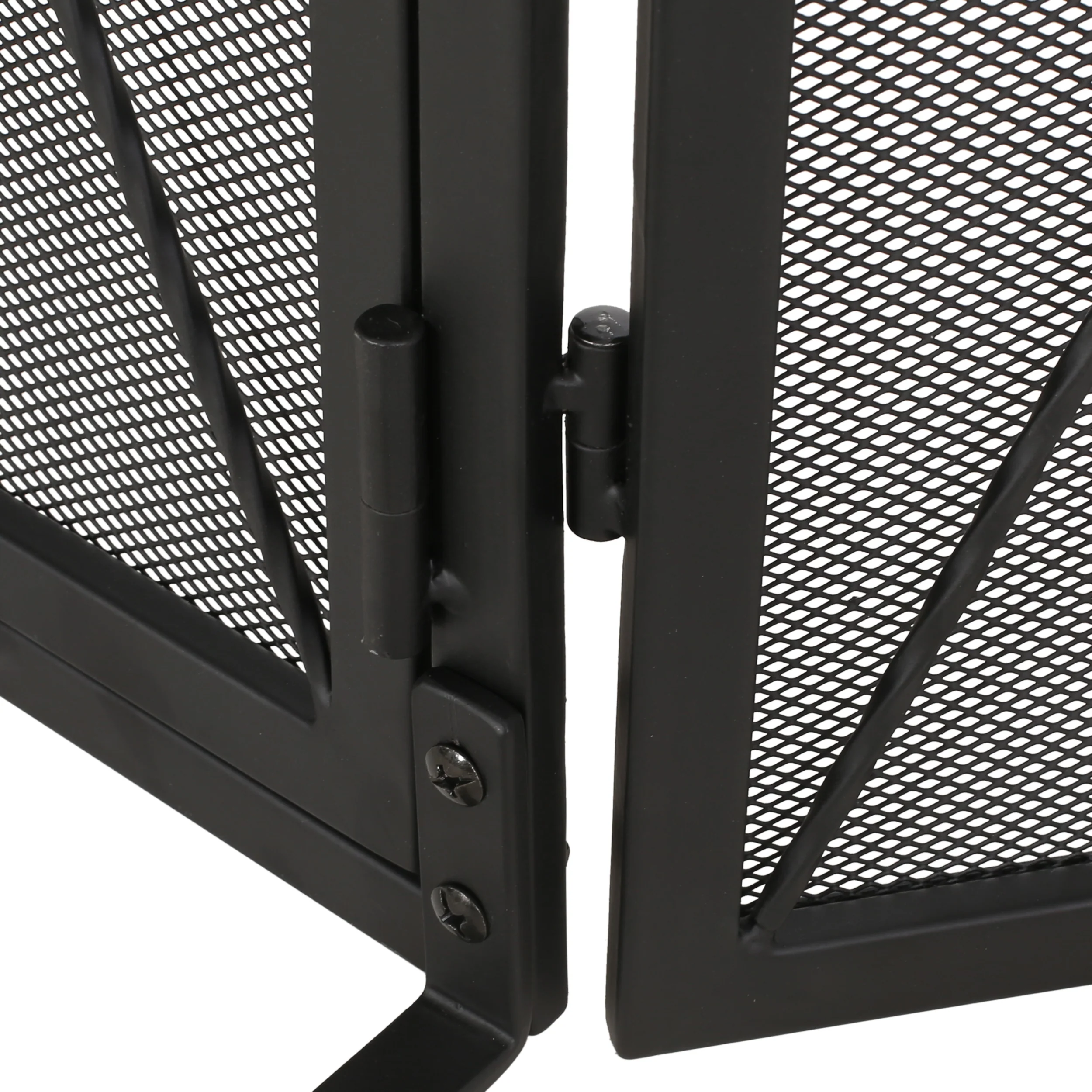 Kyomi Modern Iron Folding Fireplace Screen with Door - furnishings