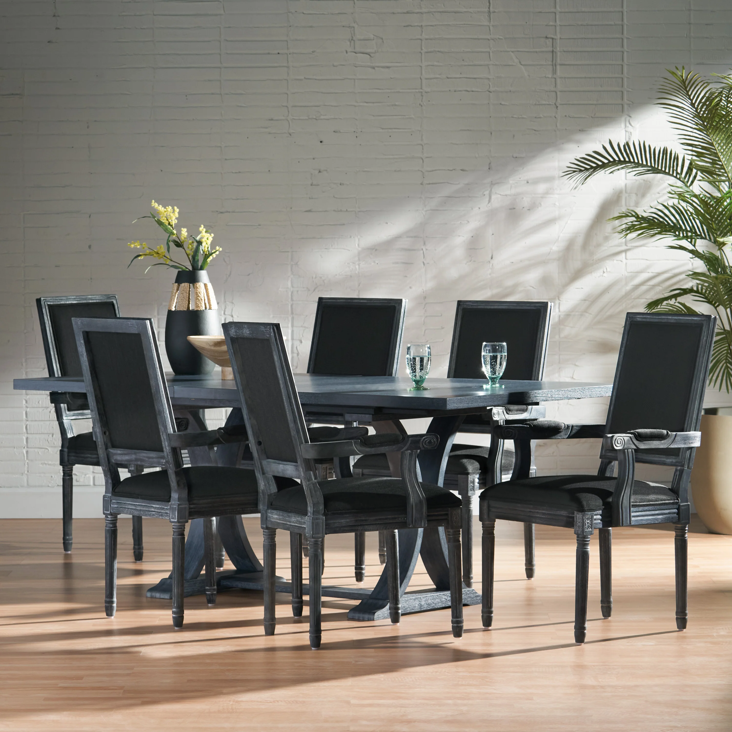 Ashlyn French Country Wood 7-Piece Expandable Dining Set - furnishings