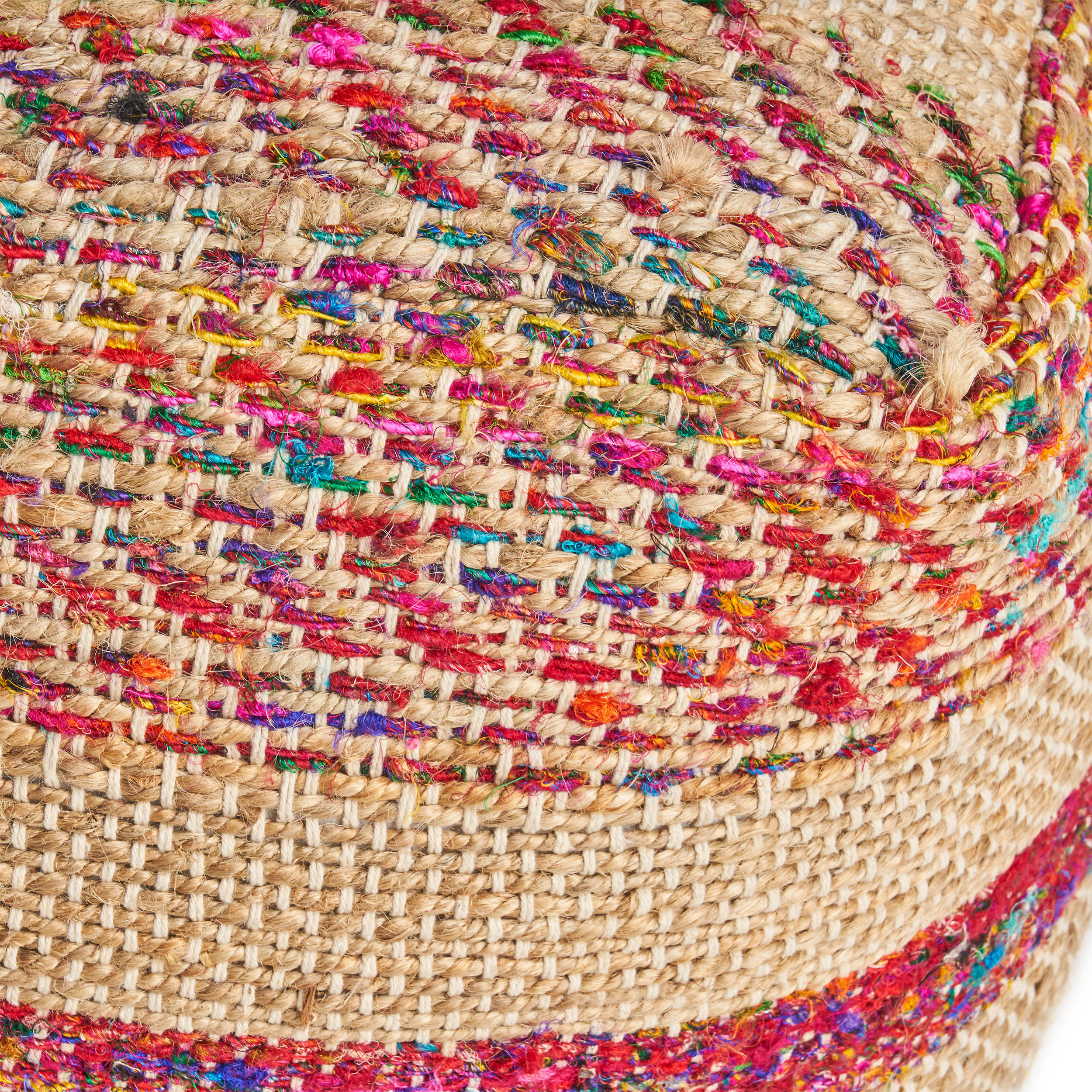 Sofija Boho Hemp Silk and Cotton Ottoman Pouf - furnishings