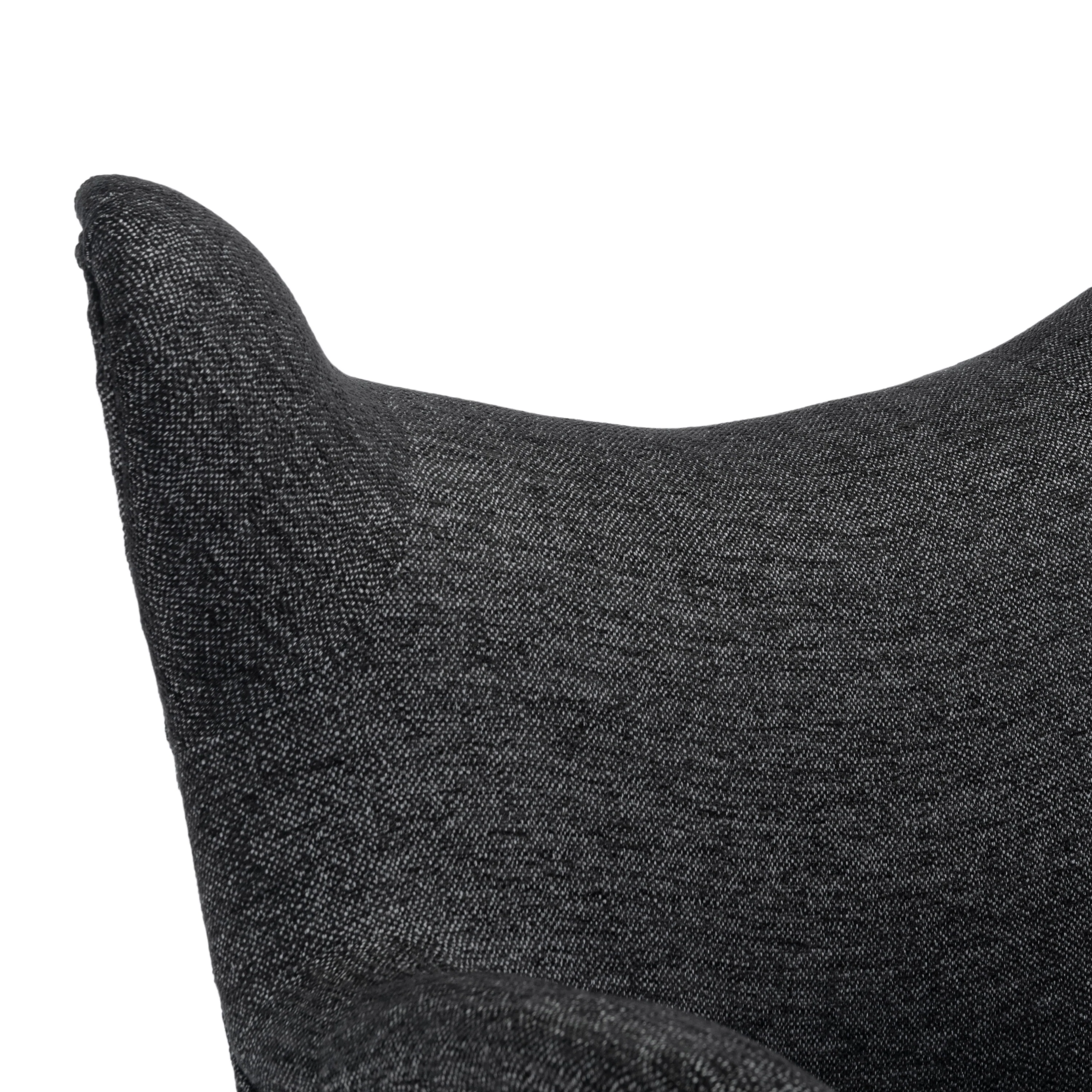 Eastdale Mid Century Modern Upholstered Wingback Club Chair, Black Textured Tweed and Black - furnishings