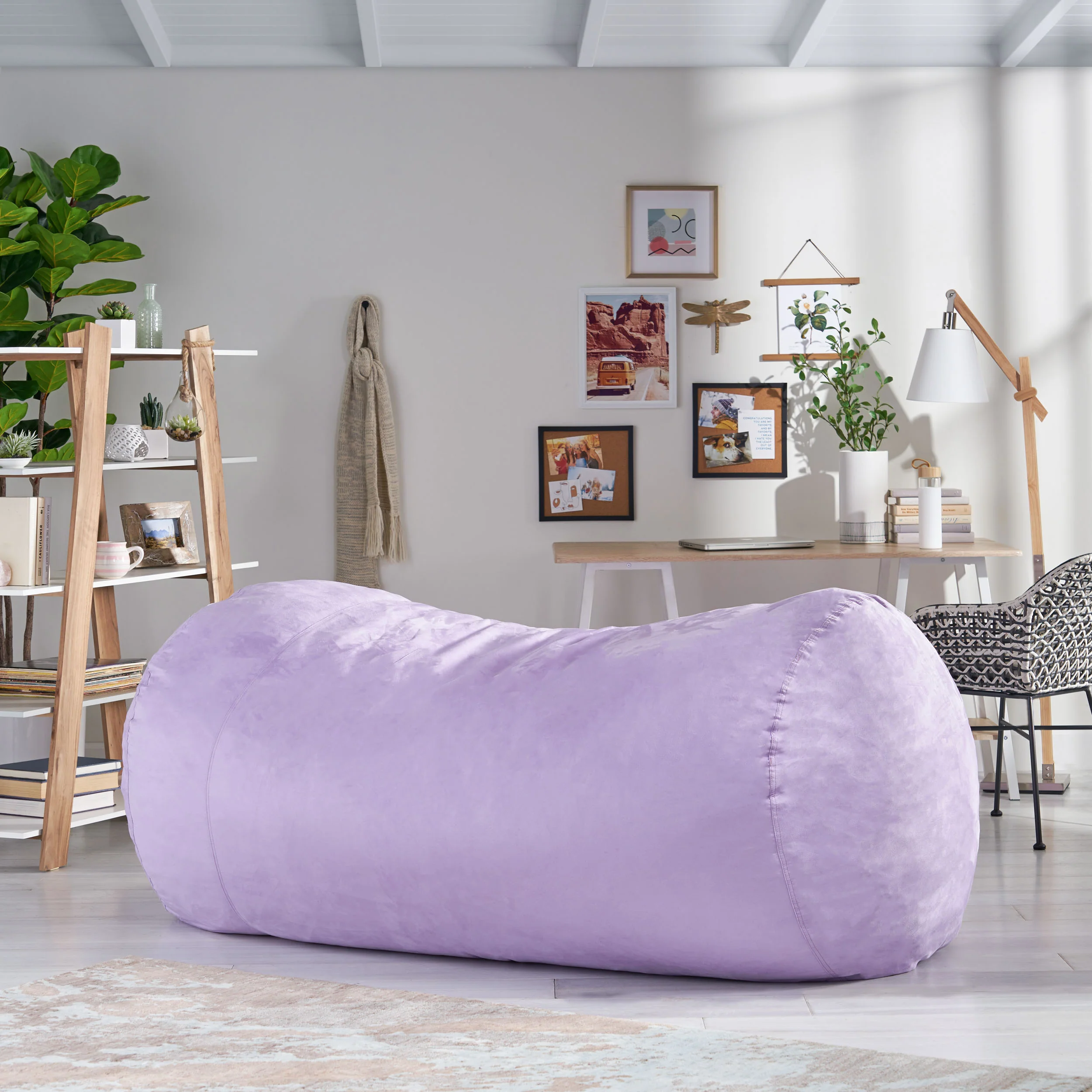 Tucker Modern 8 Foot Microfiber Pastel Bean Bag - furnishings