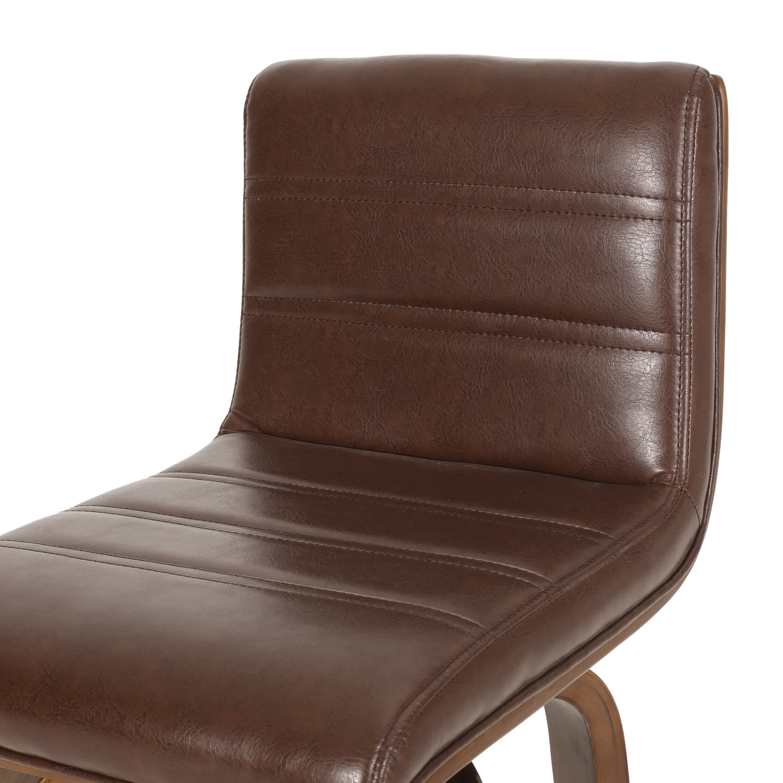 Mendon Mid Century Modern Channel Stitch Bentwood Swivel Barstools, Set of 2 - furnishings