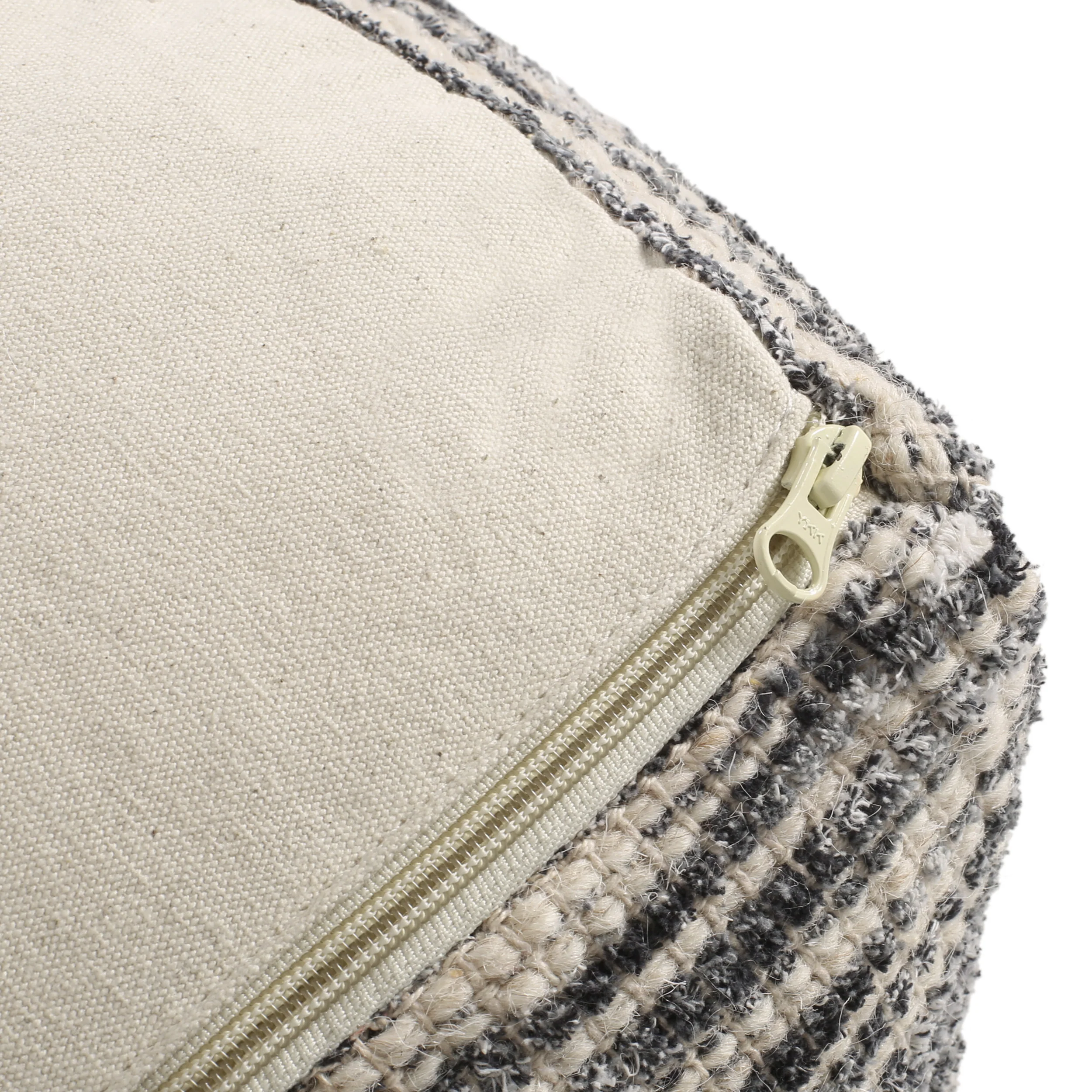 Ricketson Lazenby Boho Handcrafted Fabric Cube Pouf, Ivory, Gray, and Black - furnishings