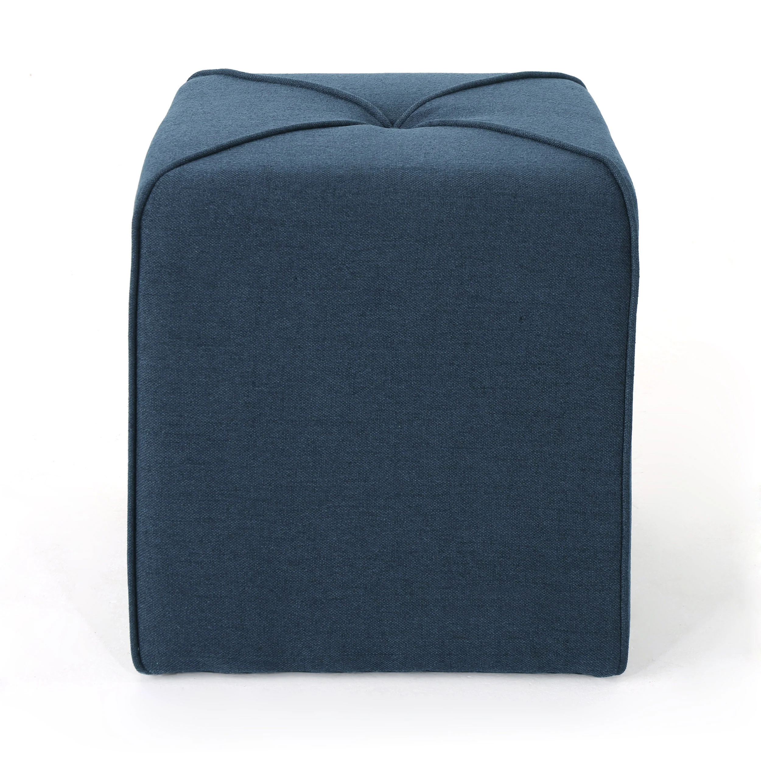 Tammy Modern Fabric Upholstered Square Ottoman with Tonal Piping - furnishings