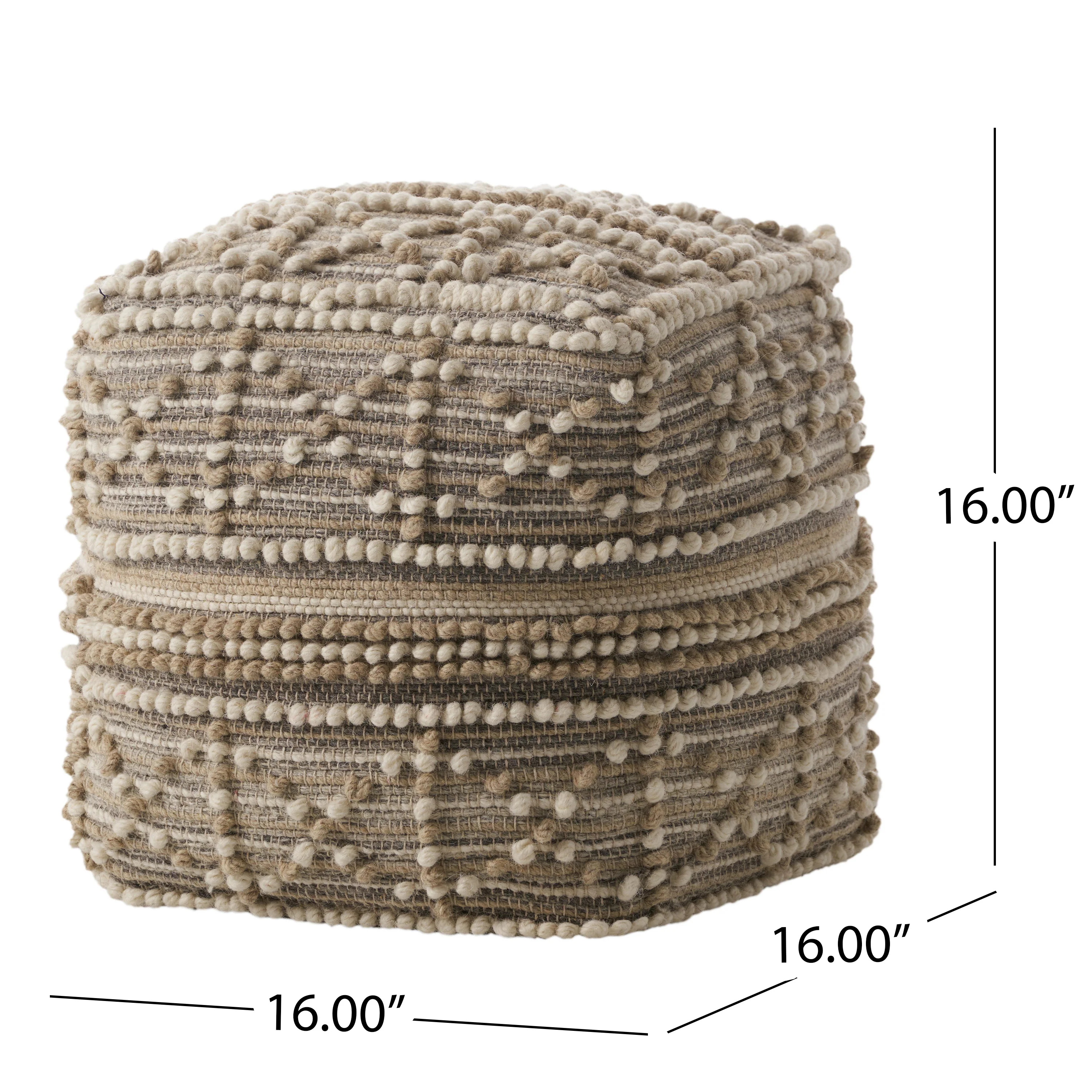 Everliegh Contemporary Wool and Cotton Pouf Ottoman - furnishings