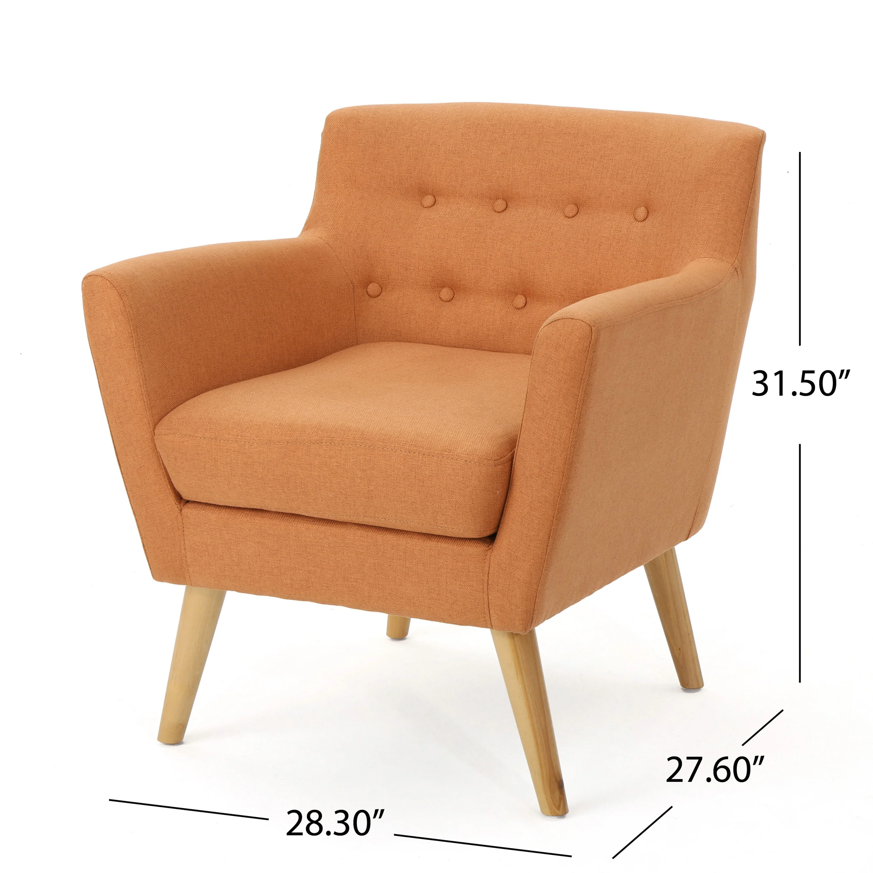 Madeira Buttoned Mid Century Modern Dark Teal Fabric Club Chair - furnishings