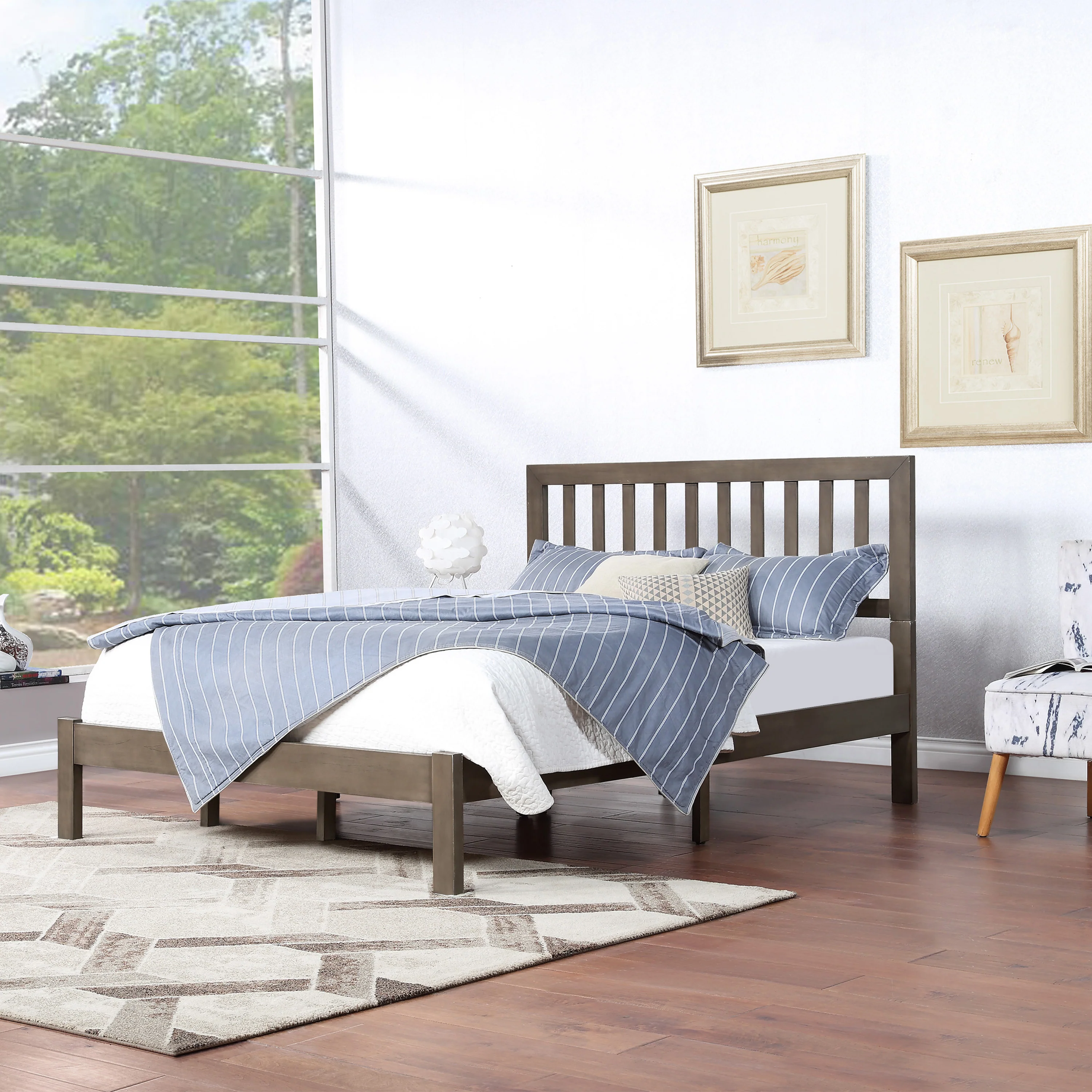 Contessa Modern Farmhouse Acacia Wood Queen Bed Platform - furnishings