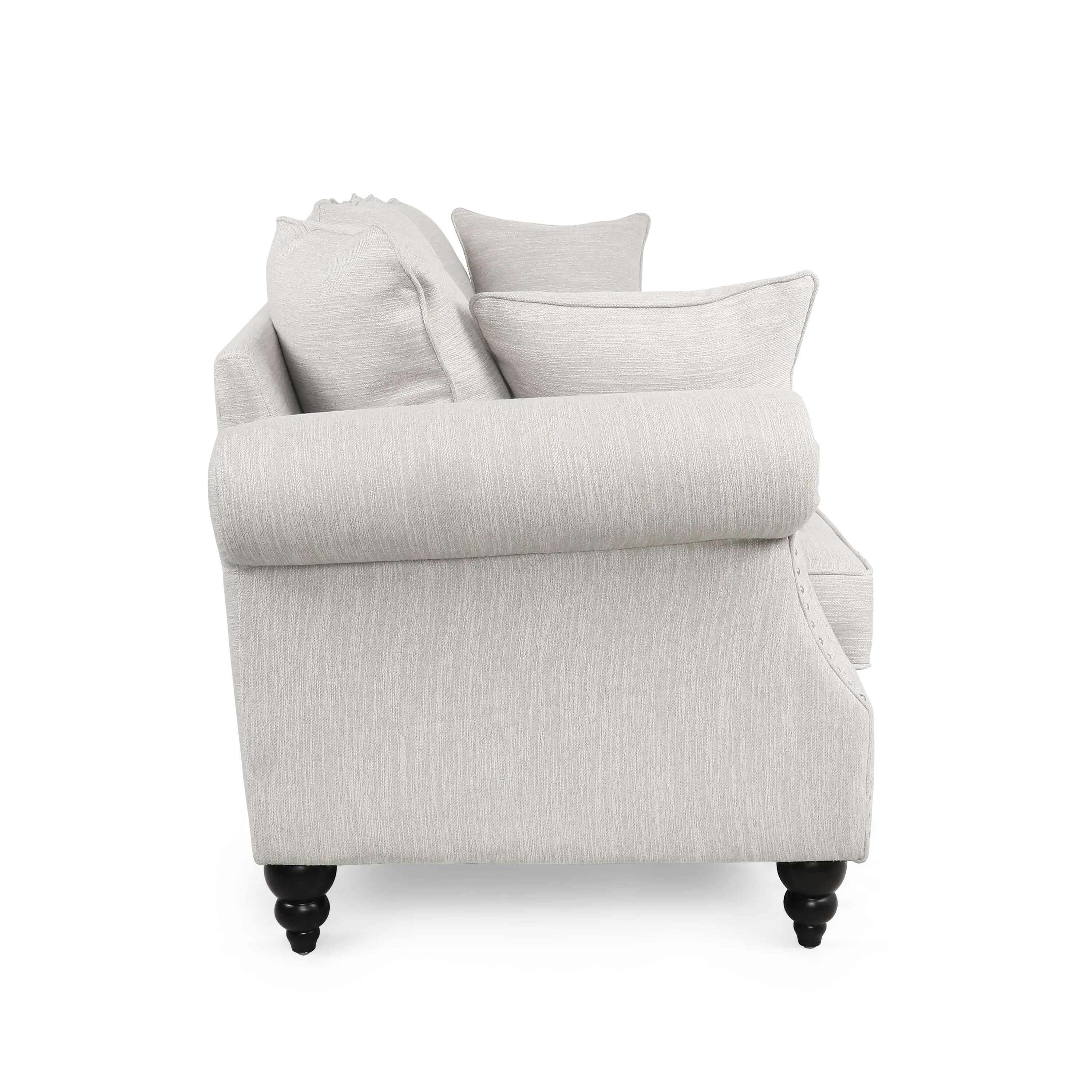 Bonny Contemporary Fabric Pillowback 3 Seater Sofa with Nailhead Trim - furnishings