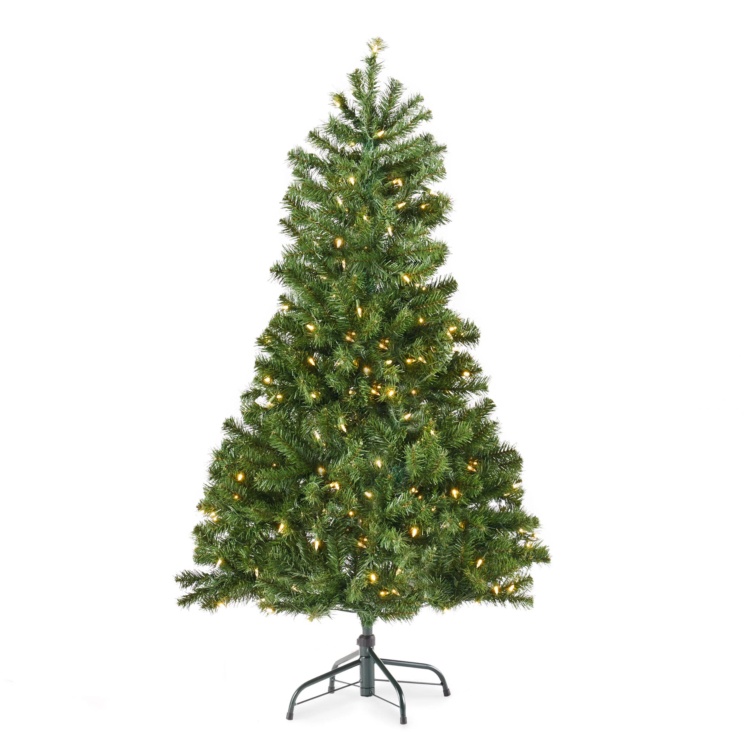 4.5-foot Noble Fir Pre-Lit Clear LED Hinged Artificial Christmas Tree - furnishings