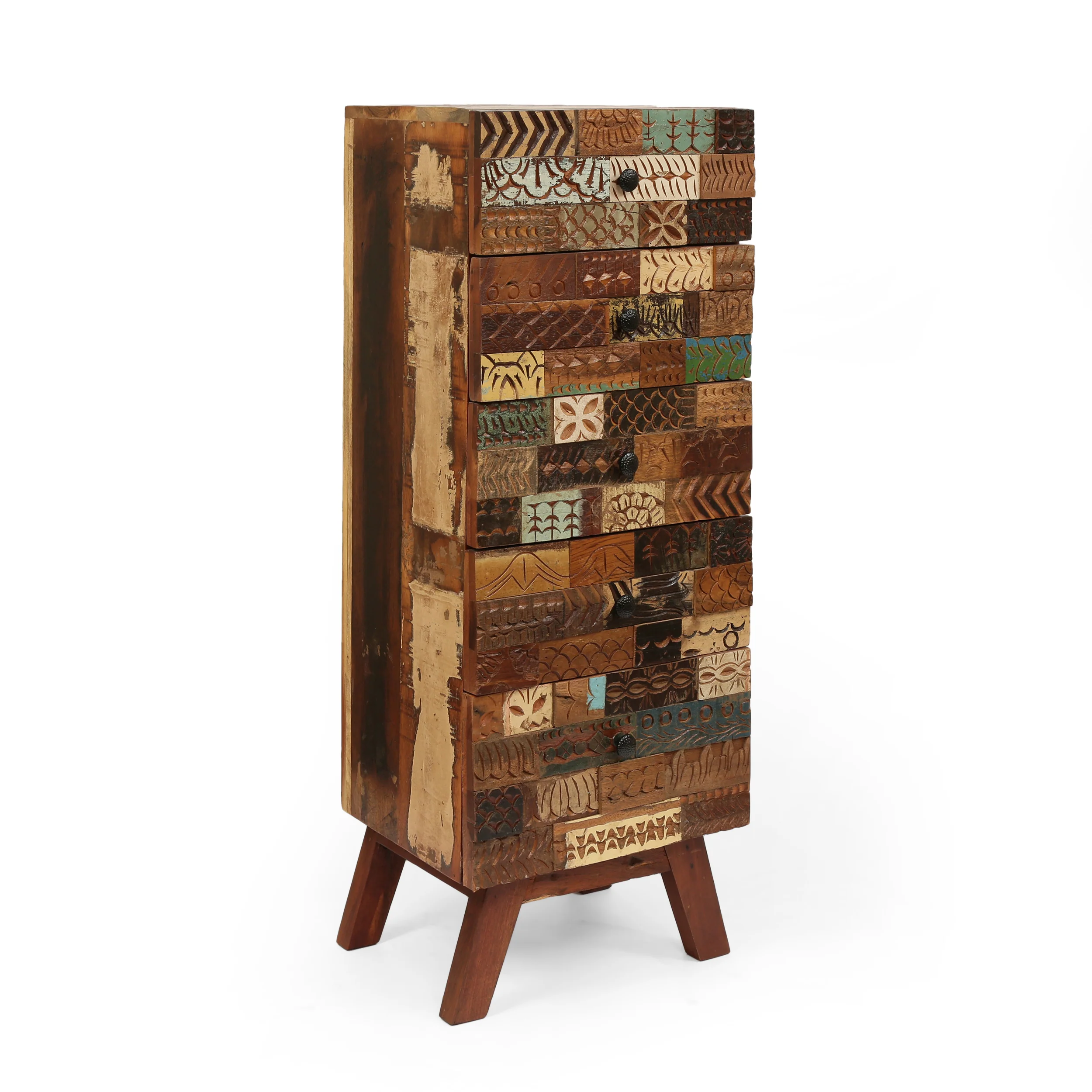 Adcock Handcrafted Boho 4 Drawer Wood Cabinet - furnishings
