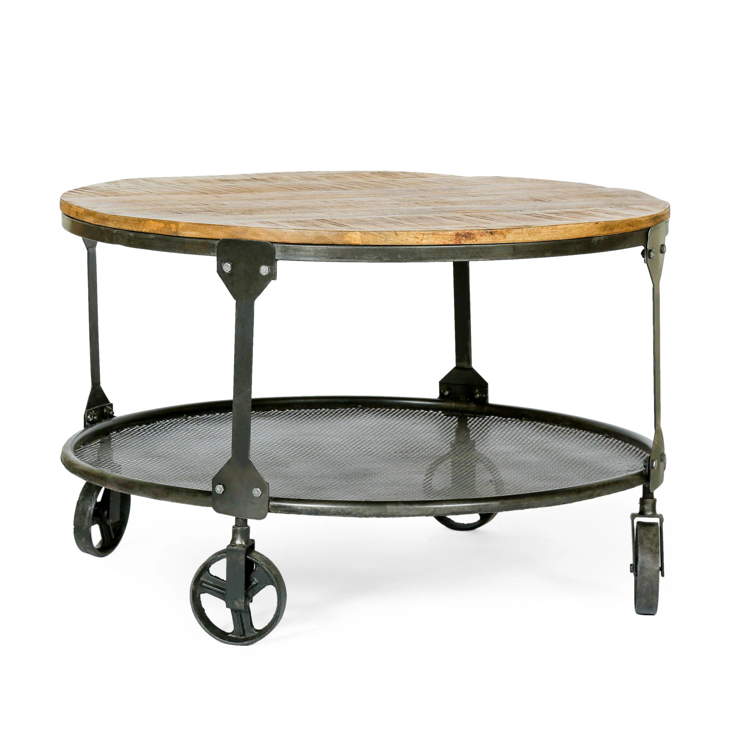 Senia Modern Industrial Handcrafted Mango Wood Coffee Table, Natural and Black - furnishings
