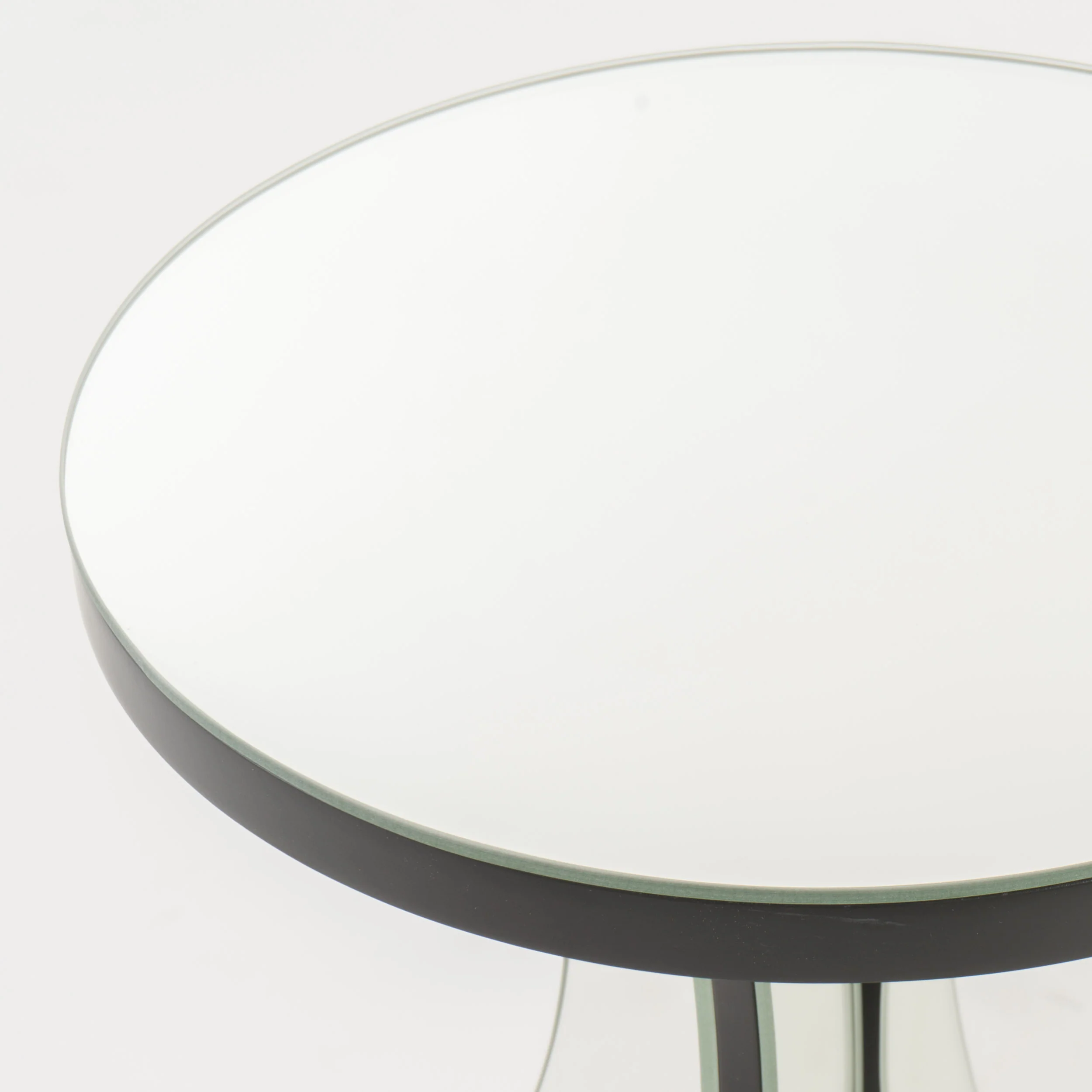 Tyne Modern Glam Curvy Mirror Accent Table with Circular Tabletop - furnishings