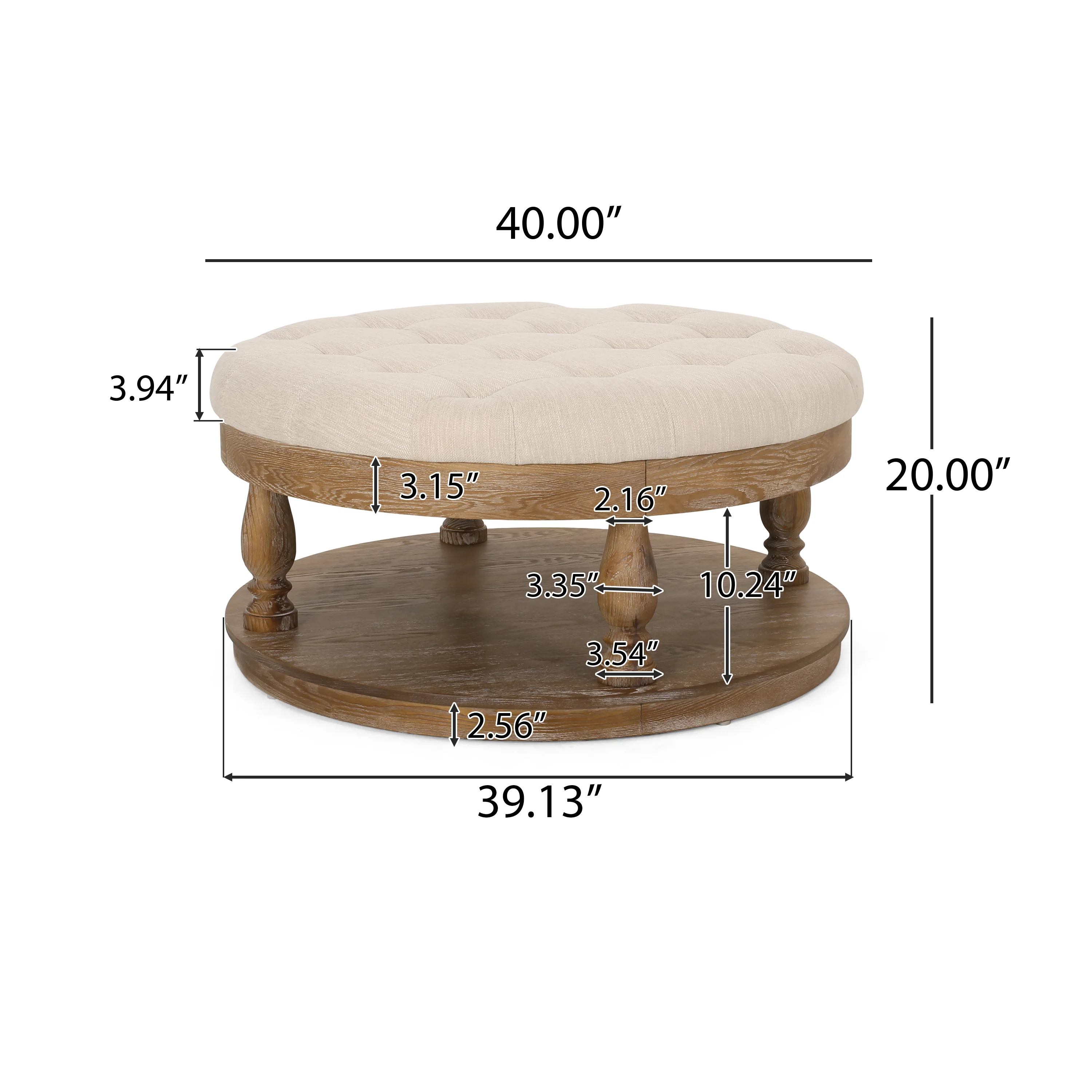 Andrue Contemporary Upholstered Round Ottoman - furnishings