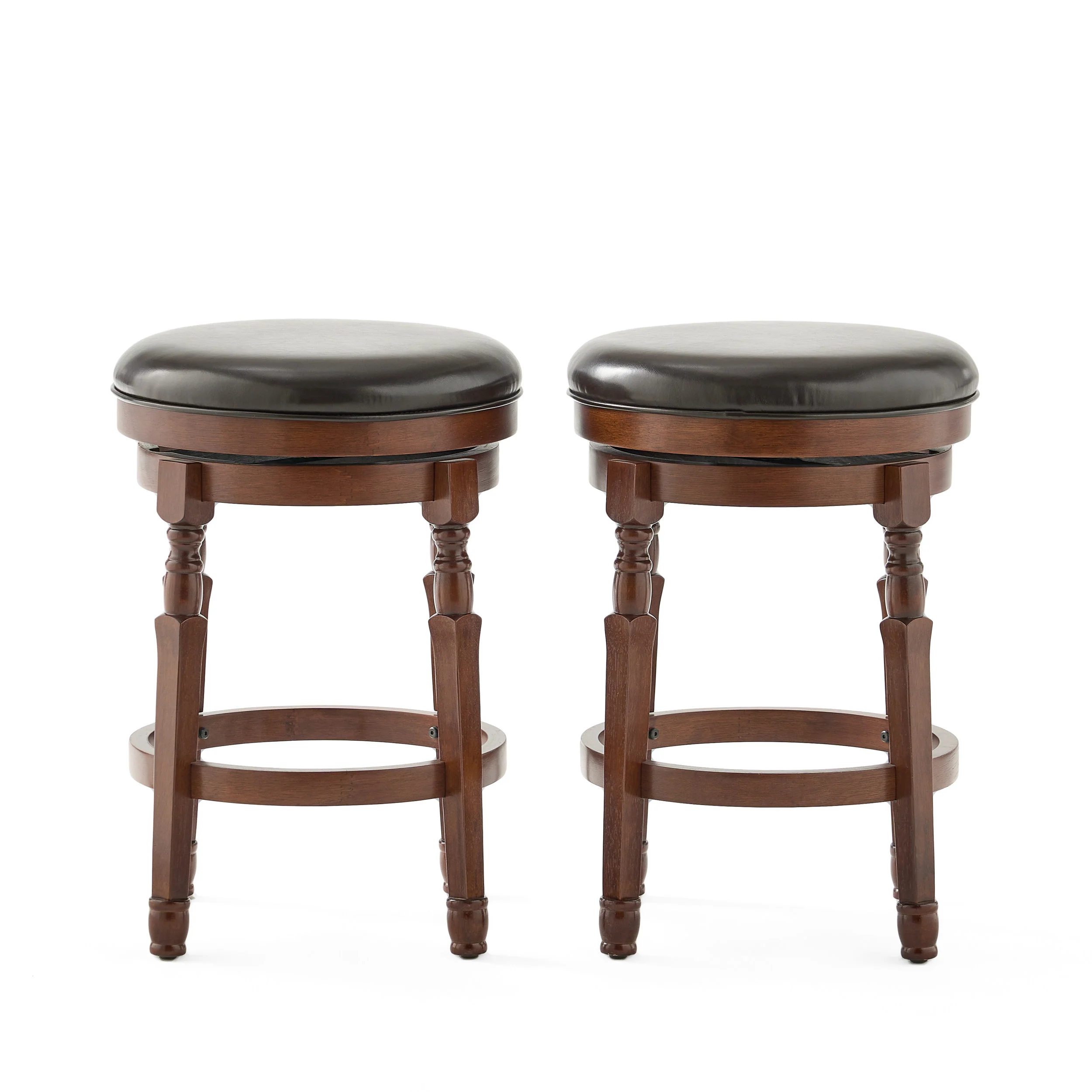 Jaxx Brown Leather Swivel 26-Inch Counter Stool (Set of 2) - furnishings