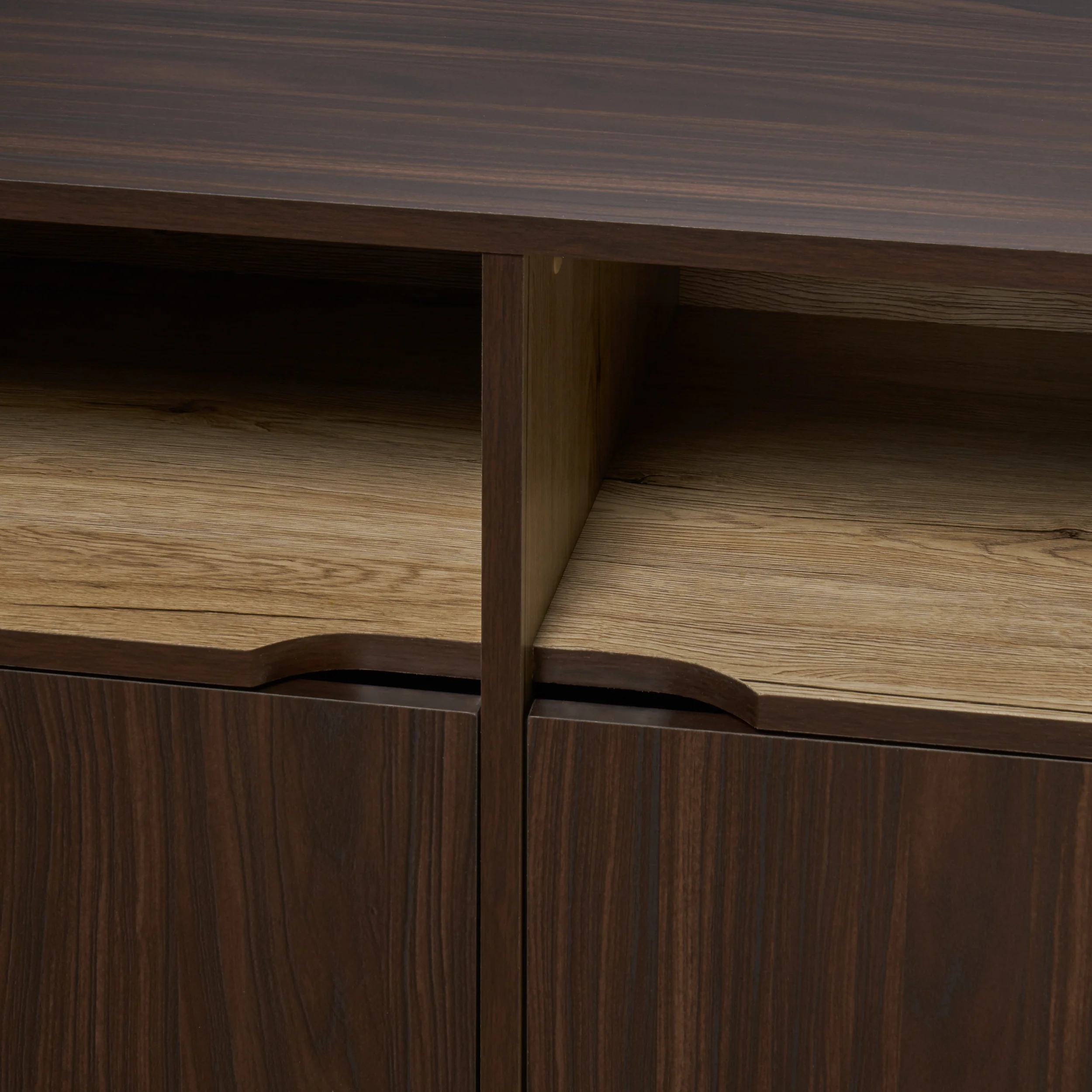 Provence 2-Shelf Walnut Finished Faux Wood Cabinet with Oak Interior - furnishings