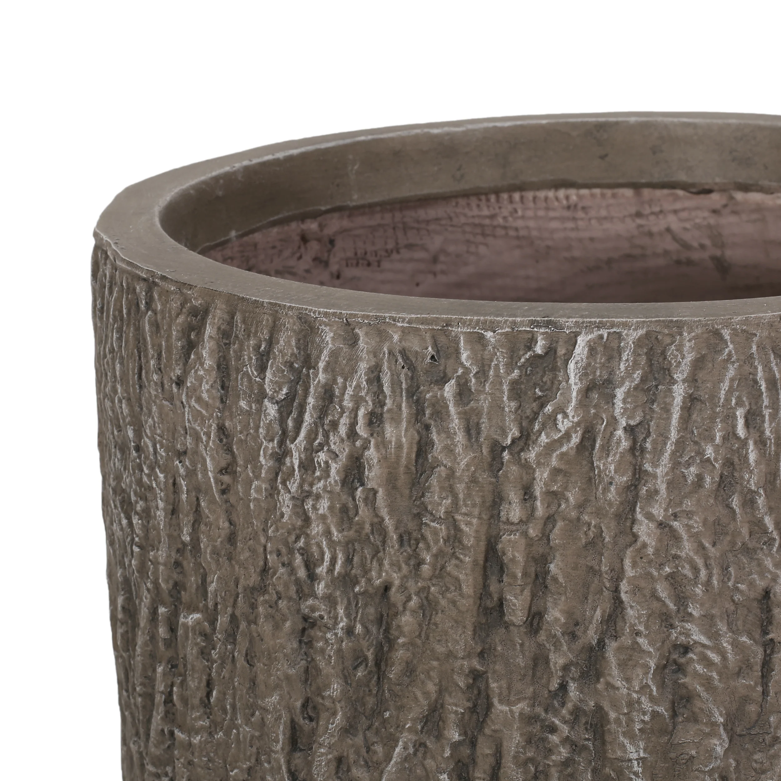 Moreno Outdoor Medium and Large Cast Stone Planter Set, Brown Wood - furnishings