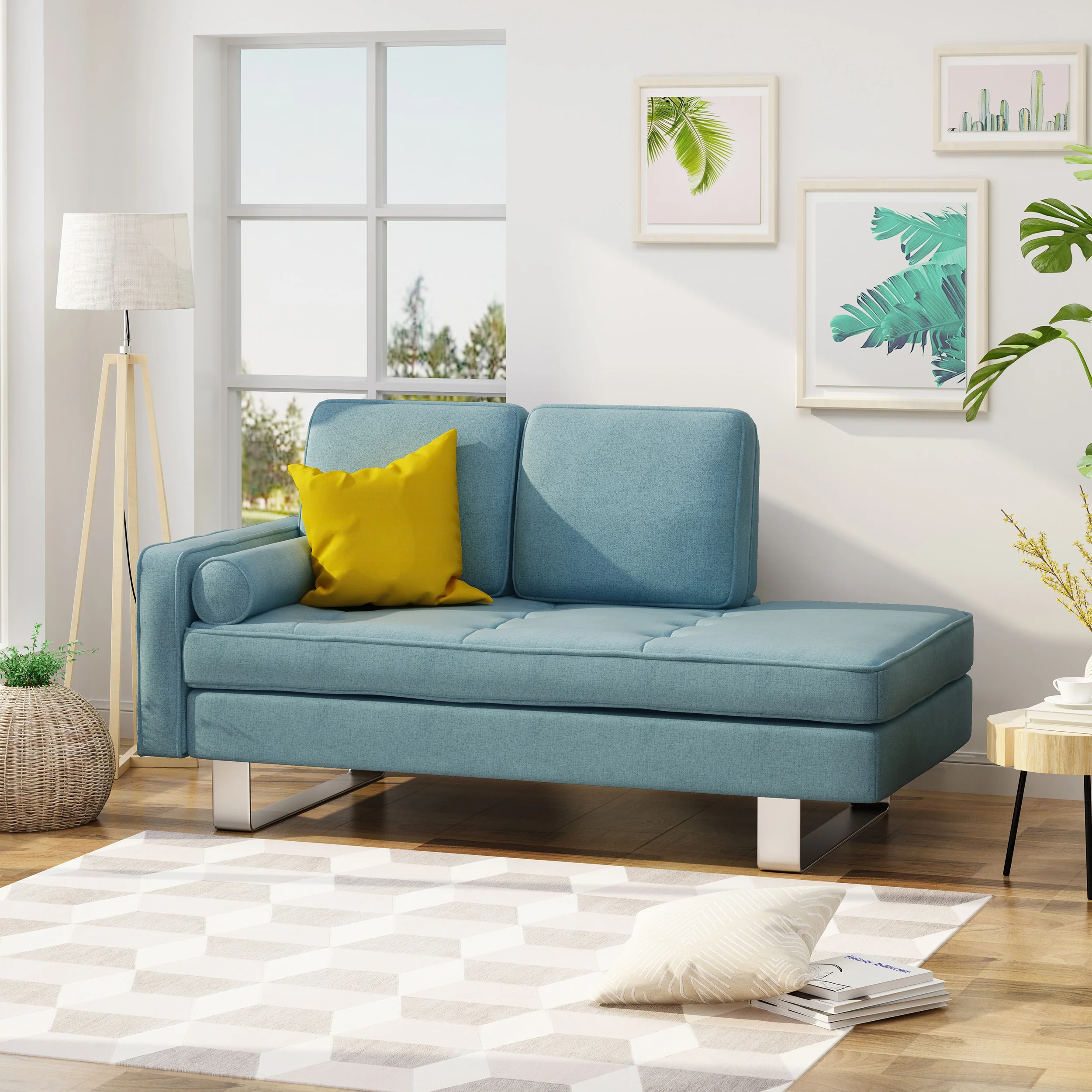 Typhaine Modern Fabric Chaise Lounge - furnishings