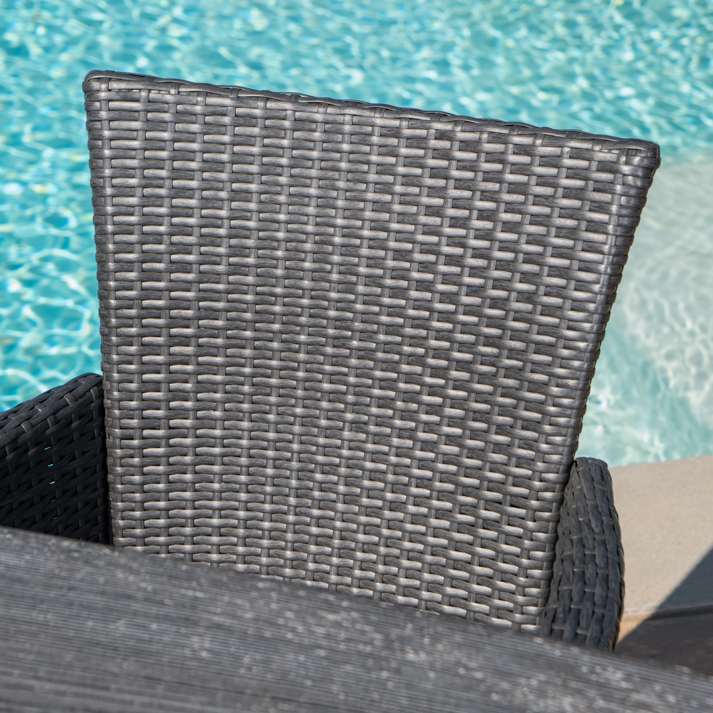 Gina Outdoor 7 Piece Wicker Dining Set with Light Weight Concrete Table - furnishings