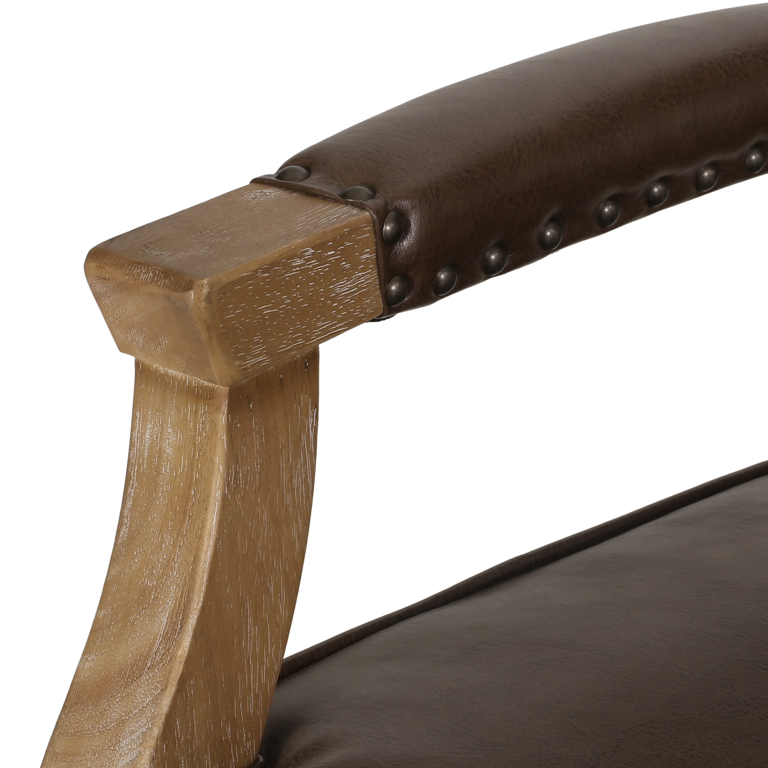 Tim French Country Upholstered Dining Arm Chair with Nailhead Trim - furnishings