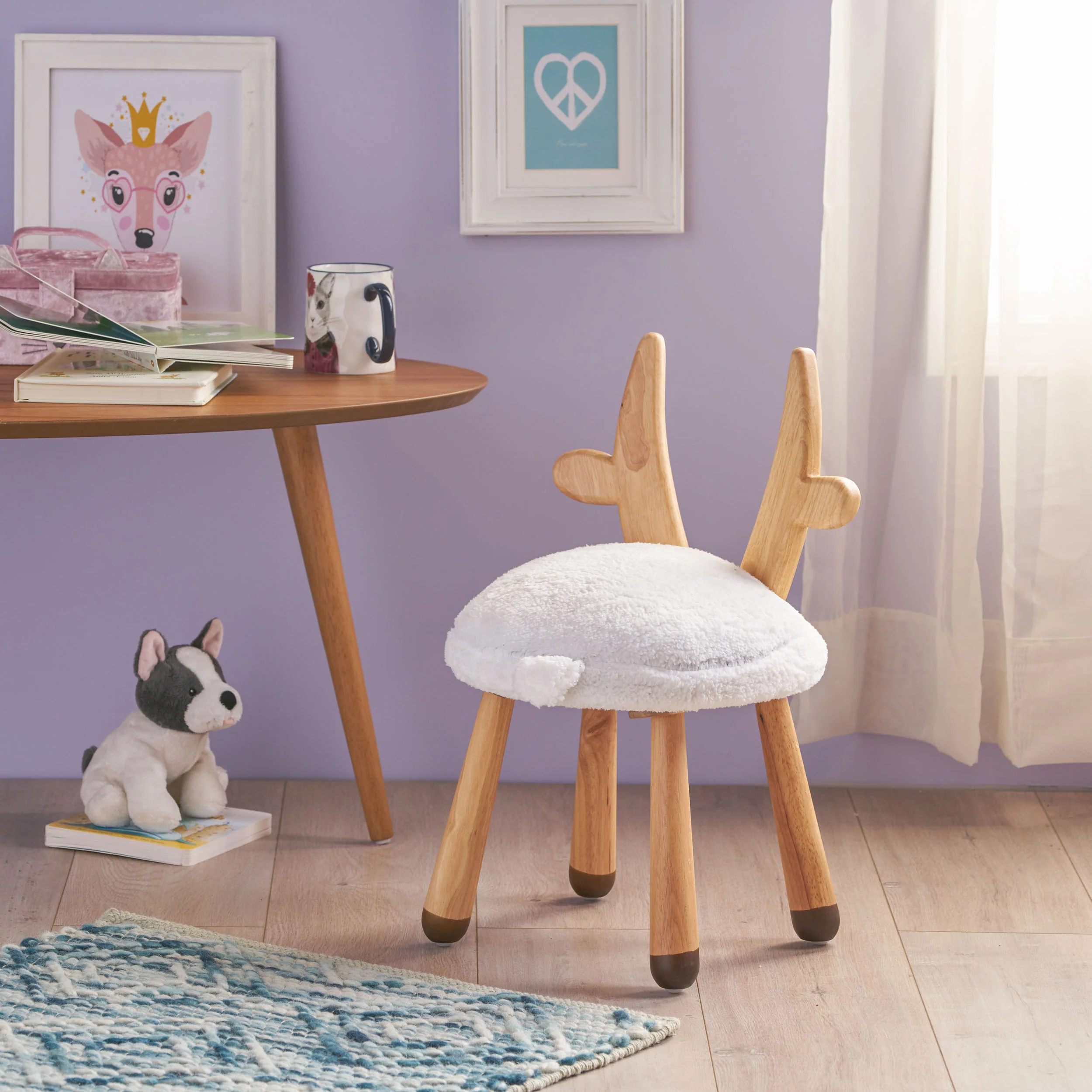 Tarren Faux Fur Gazelle Stool - furnishings