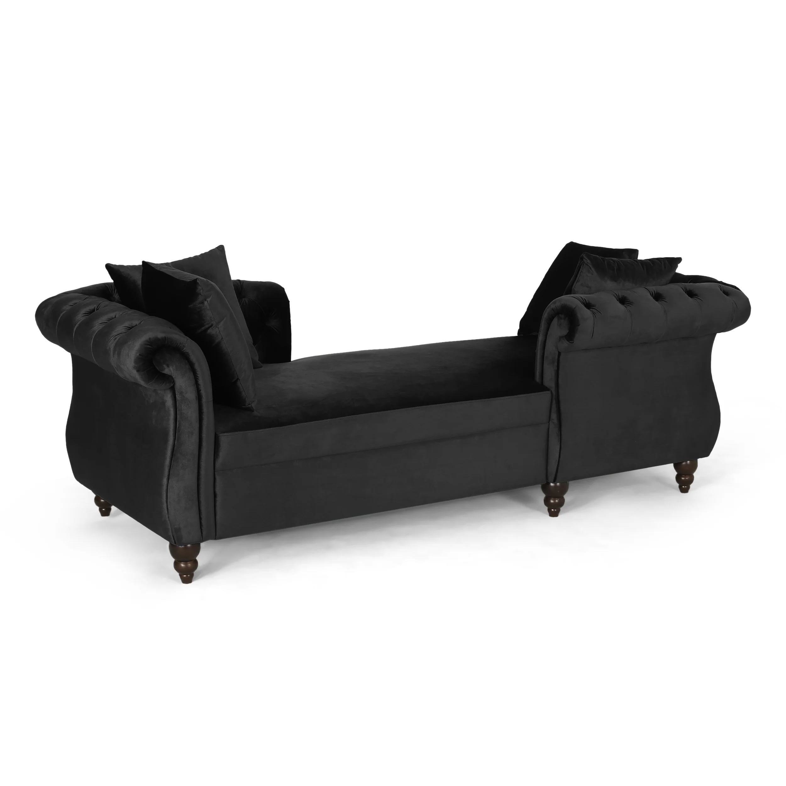 Harrisville Modern Glam Tufted Velvet Tete-a-Tete Chaise Lounge with Accent Pillows - furnishings