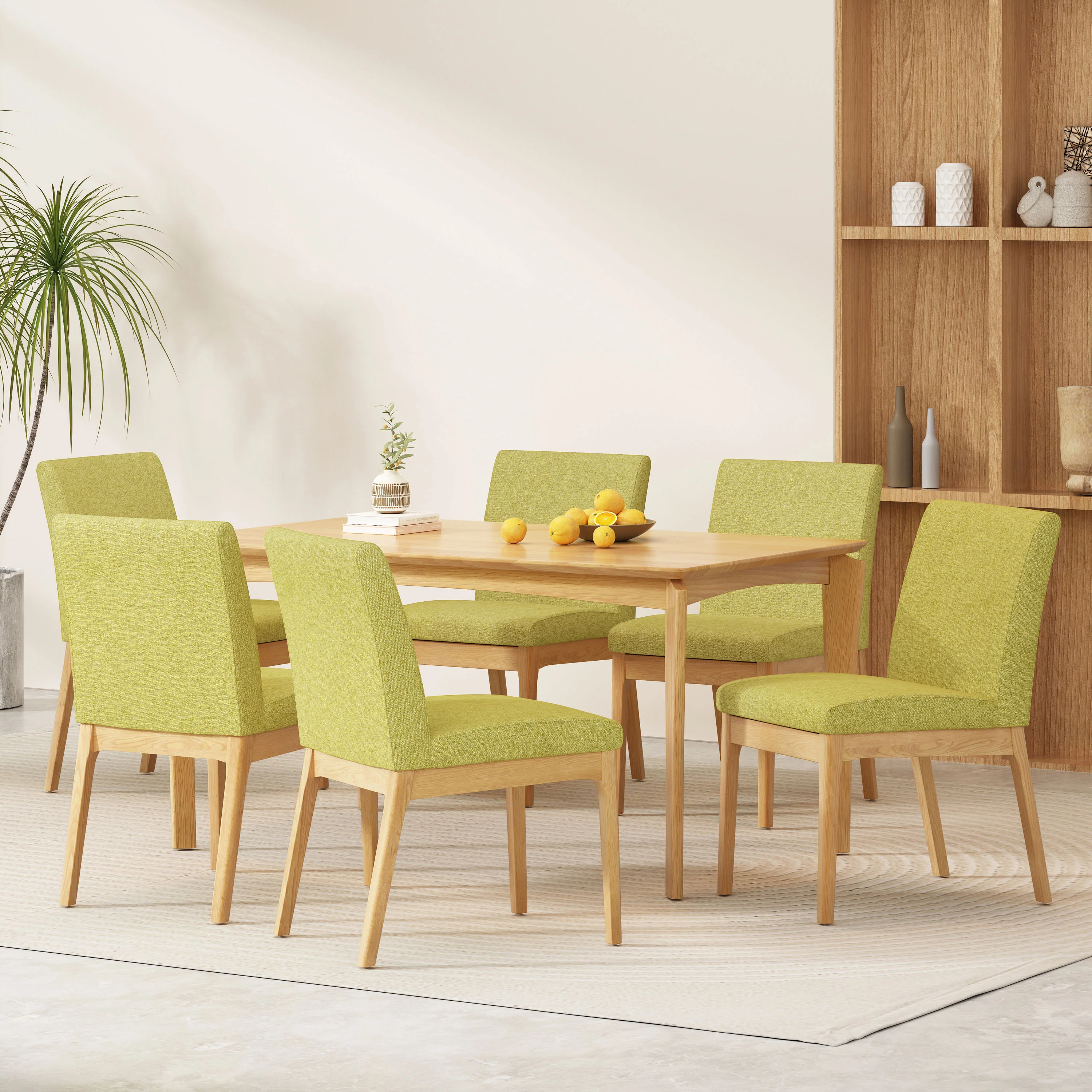 Ballantrae Wood and Fabric 7 Piece Dining Set - furnishings