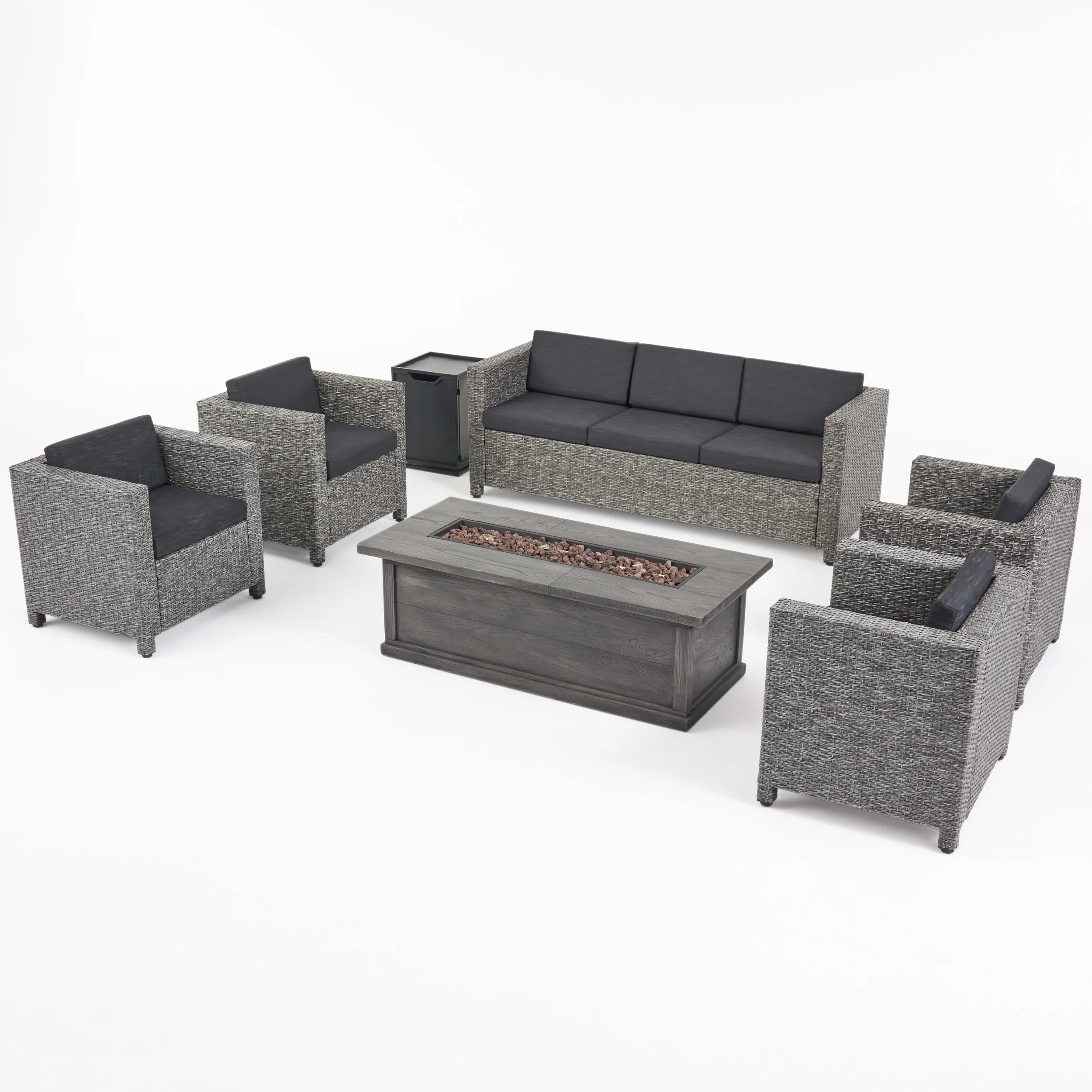 Venice 7-Seater Outdoor Fire Pit Sofa Set - furnishings