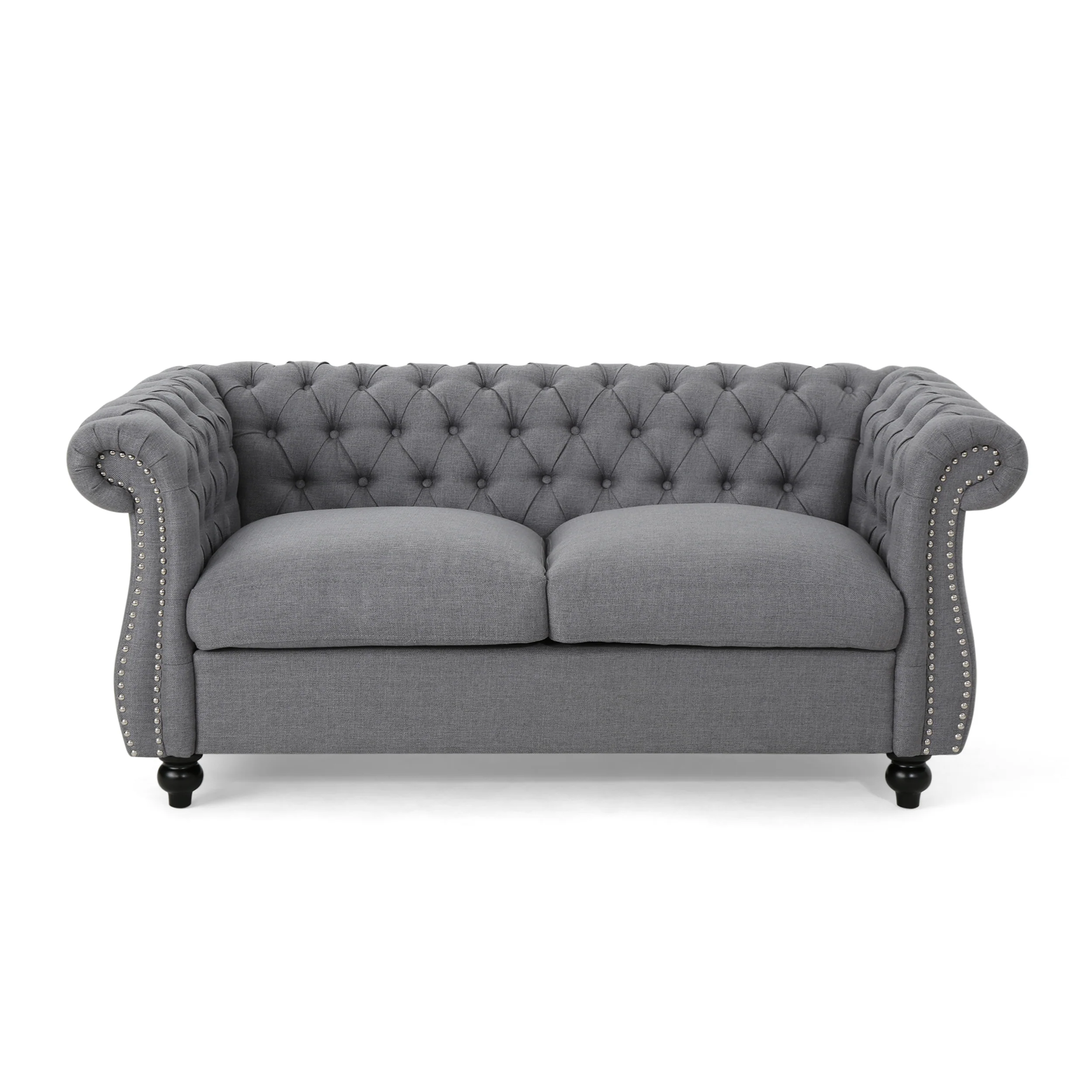 Kyle Traditional Chesterfield Fabric Loveseat Sofa - furnishings